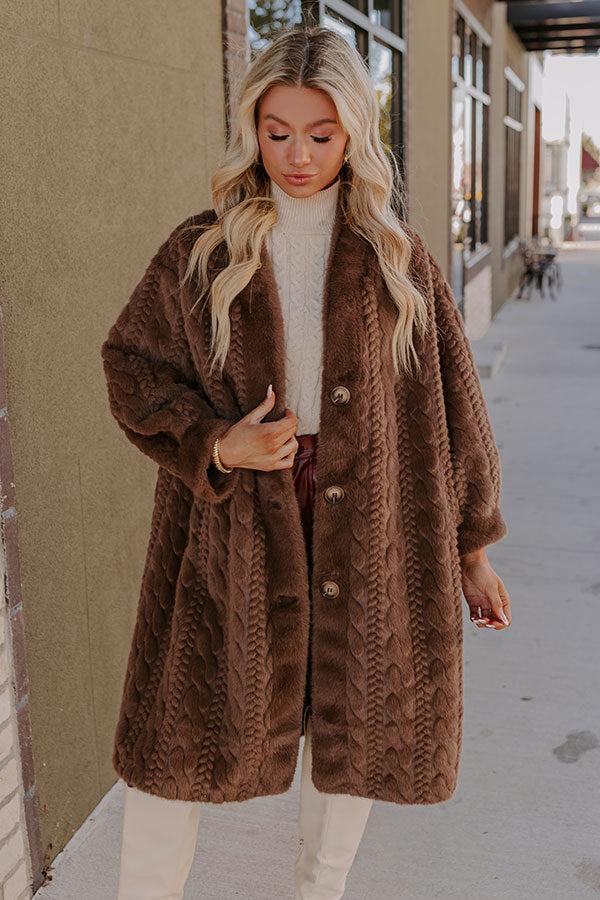 Warm Fuzzy Feeling Faux Fur Coat in Espresso Product Image