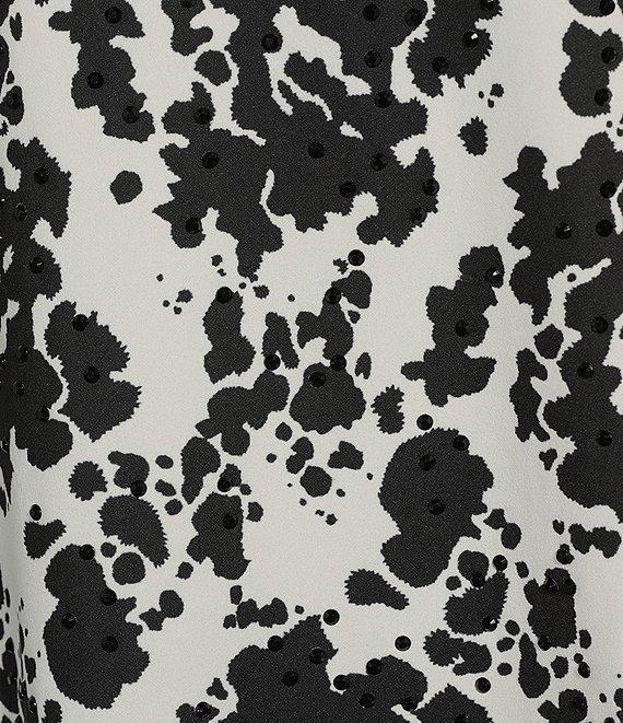 Slim Factor by Investments Abstract Splatter Print Crew Neck 3/4 Sleeve Top Product Image