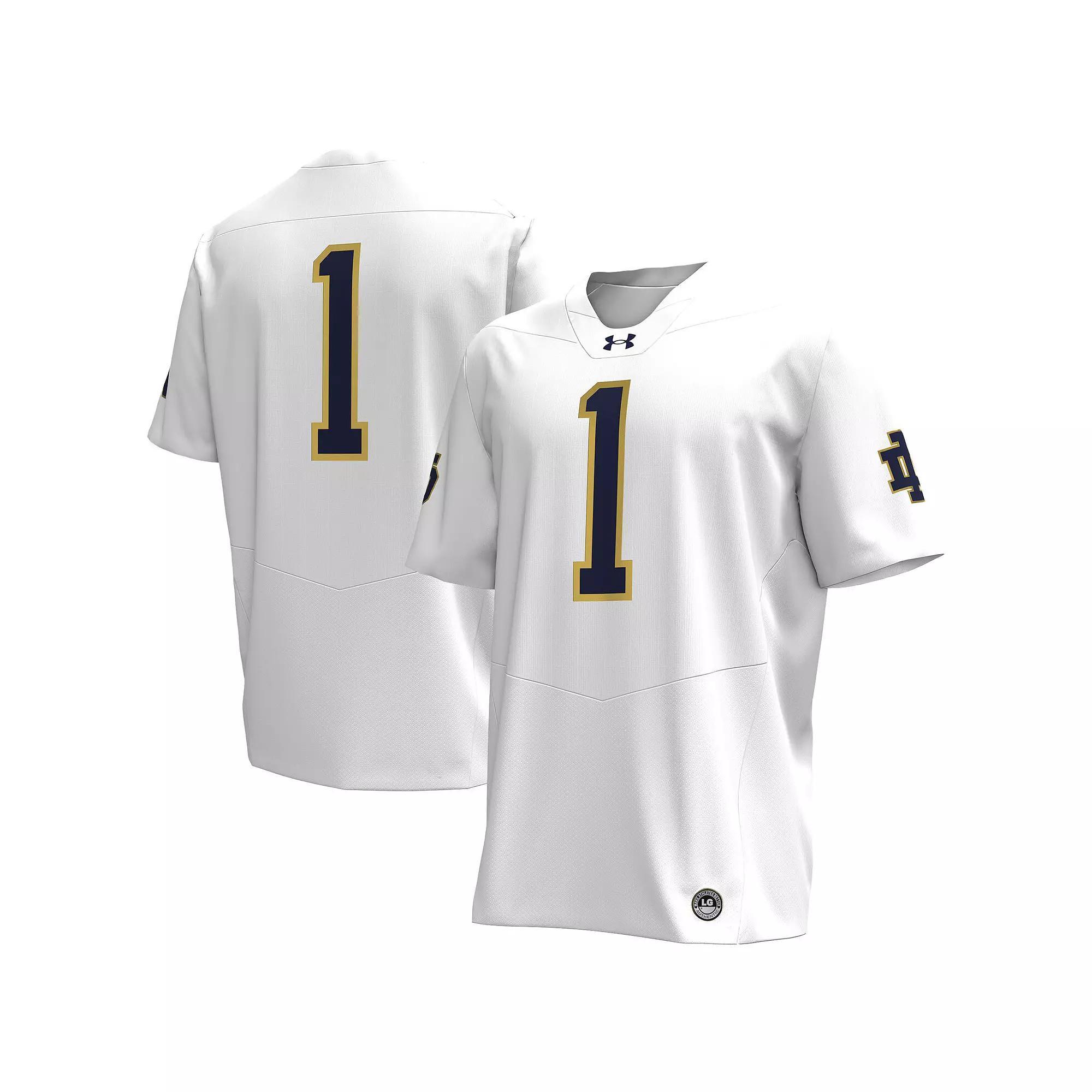 Men's Under Armour #1 White Notre Dame Fighting Irish Replica Football Jersey, Size: XL Product Image