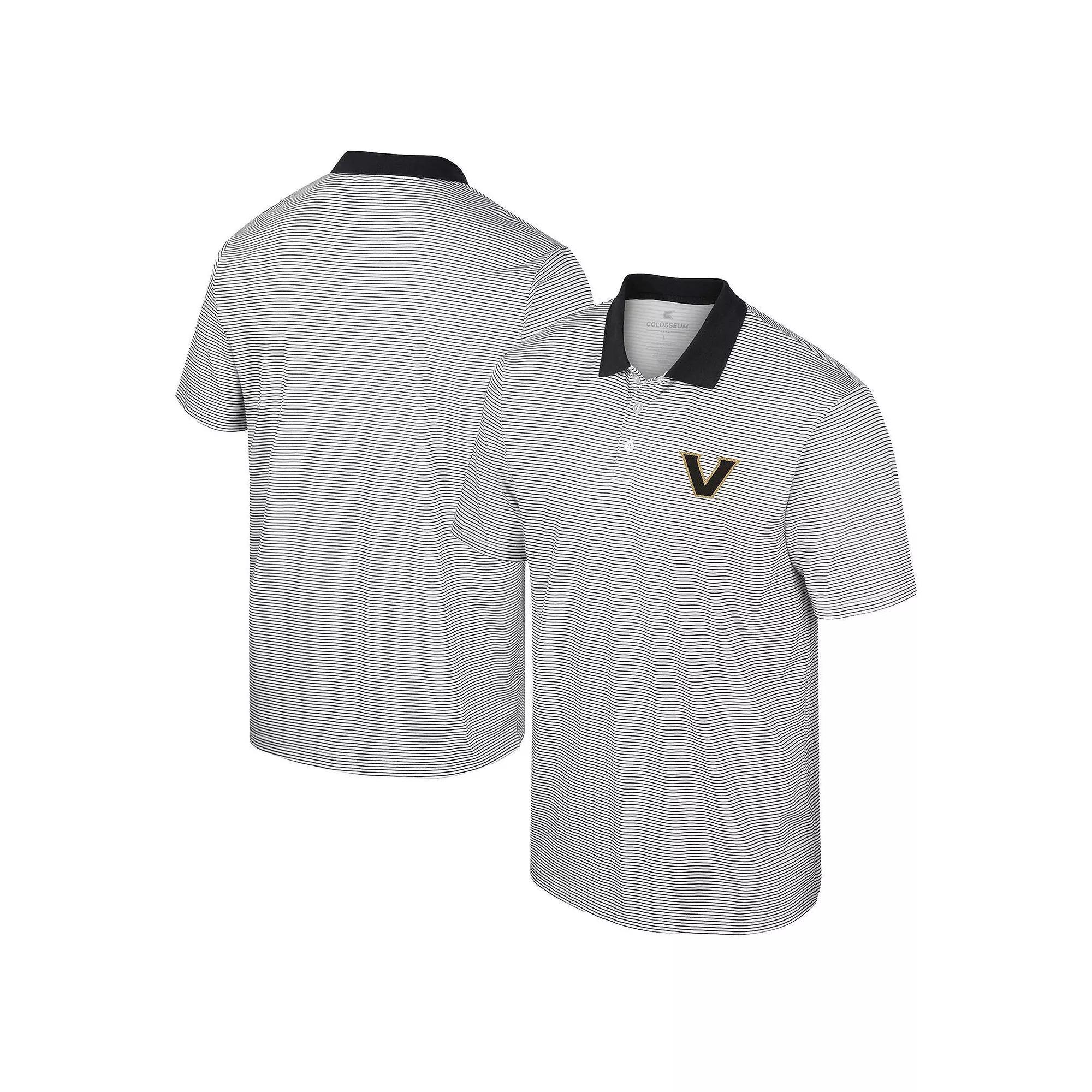 Men's Colosseum White Vanderbilt Commodores Print Stripe Polo, Size: 3XL Product Image