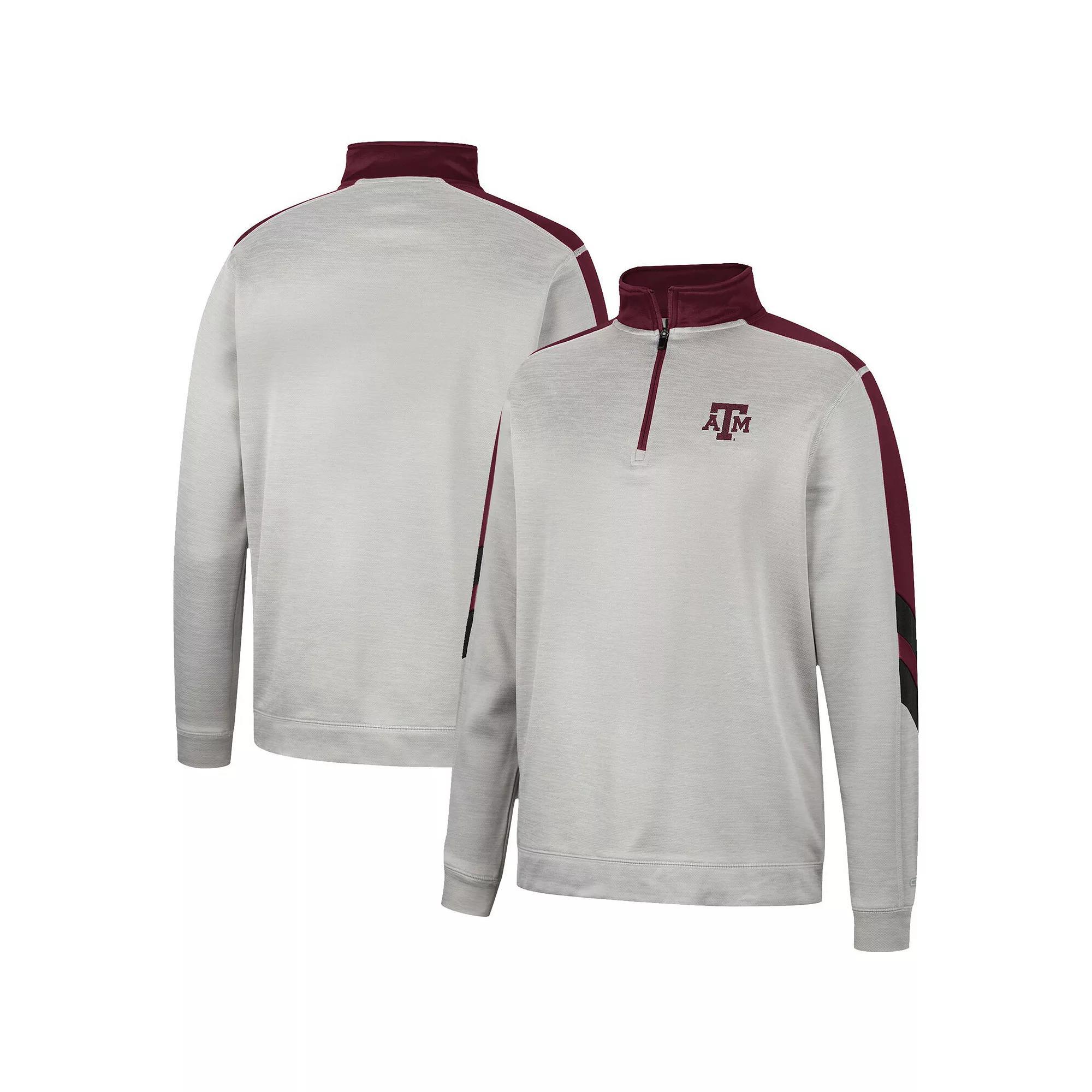 Men's Colosseum Gray/Maroon Texas A&M Aggies Bushwood Fleece Quarter-Zip Jacket, Size: 2XL, Grey Product Image