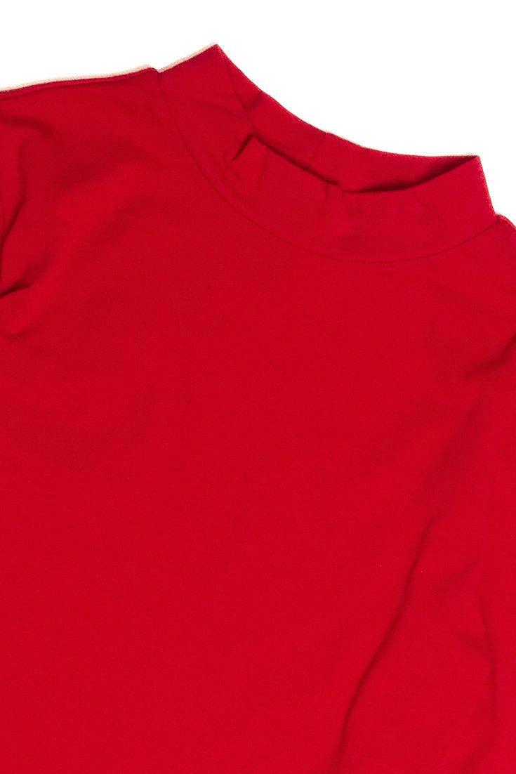 Red Long Sleeve Mock Neck Top Product Image