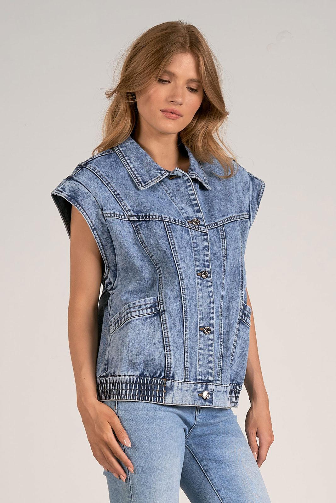 Denim Button Up Vest Product Image