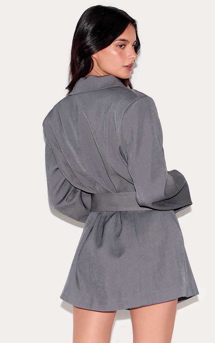 Charcoal Structured Belted Blazer Dress Product Image