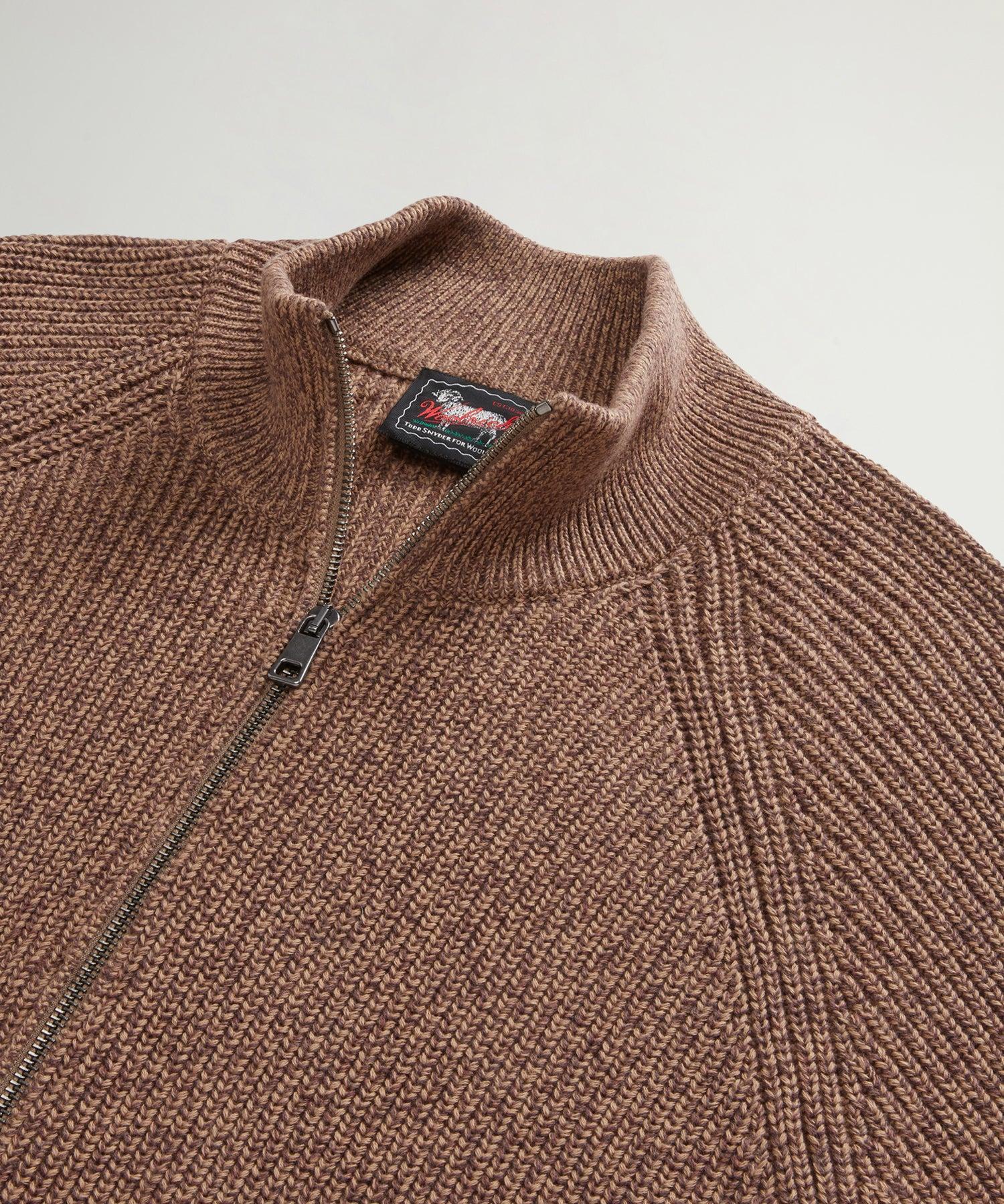 Todd Snyder x Woolrich Cotton Zip-Up Sweater in Brown Product Image