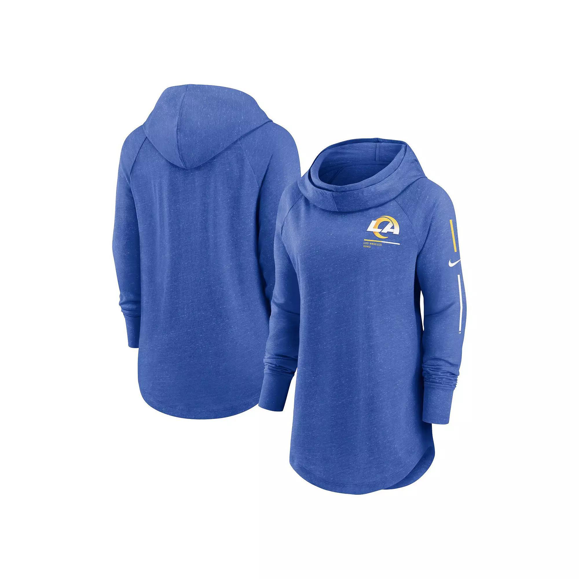 Women's Nike Royal Los Angeles Rams Minimal Statement Lightweight Raglan Funnel Neck Pullover Hoodie,  Product Image
