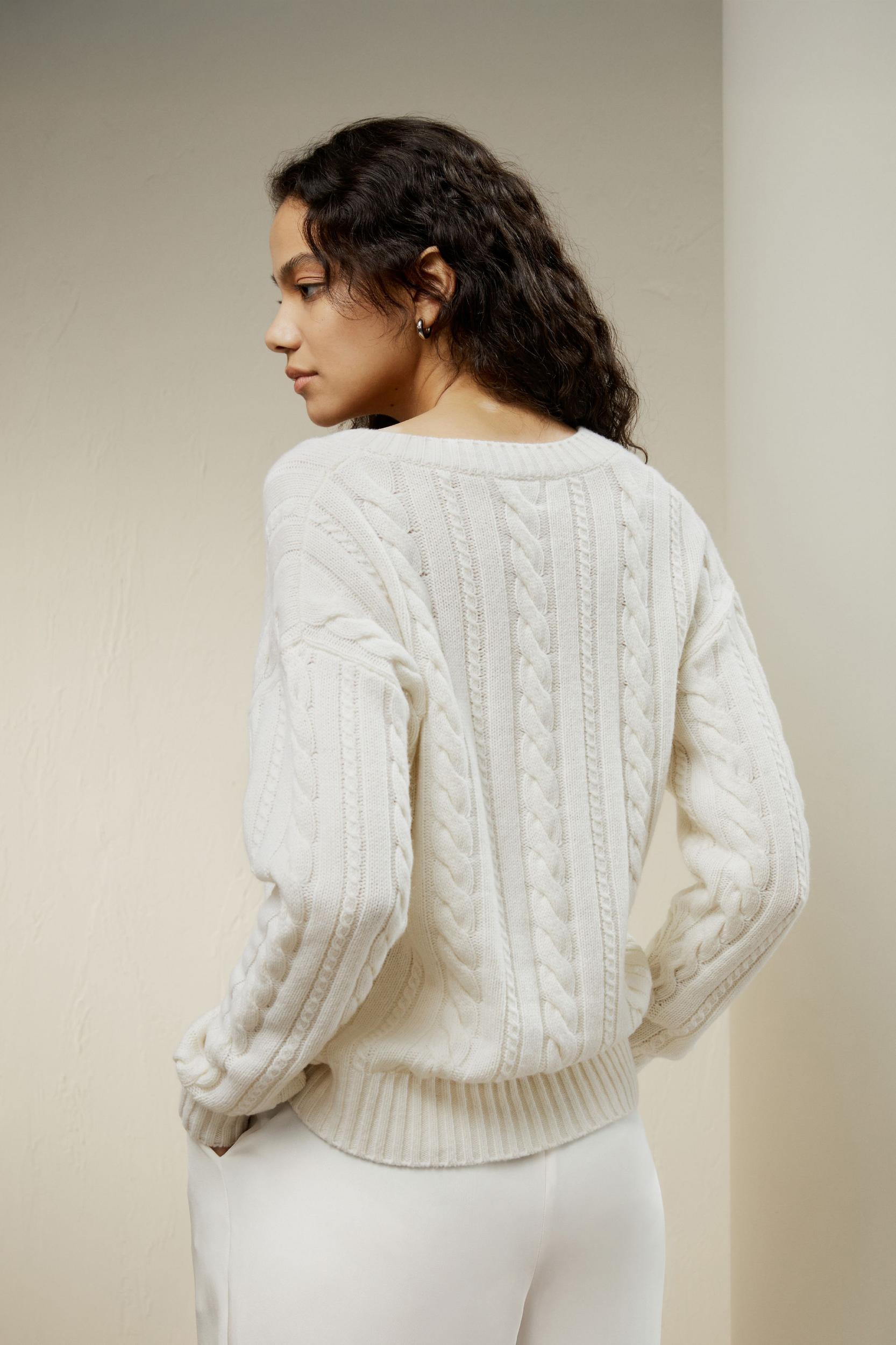 Cable-Knit Wool-Cashmere Blend Sweater Product Image