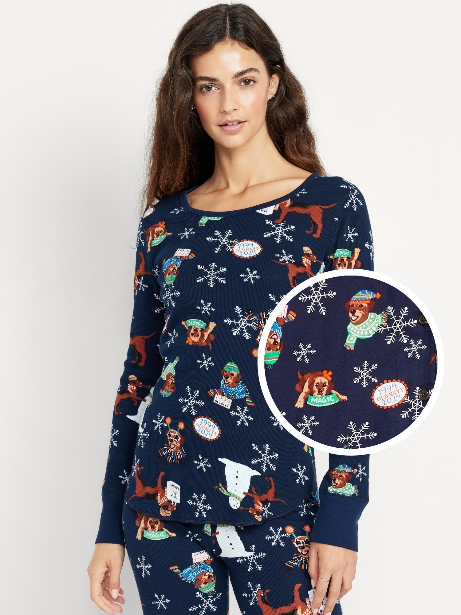 Printed Waffle Pajama Top for Women Product Image