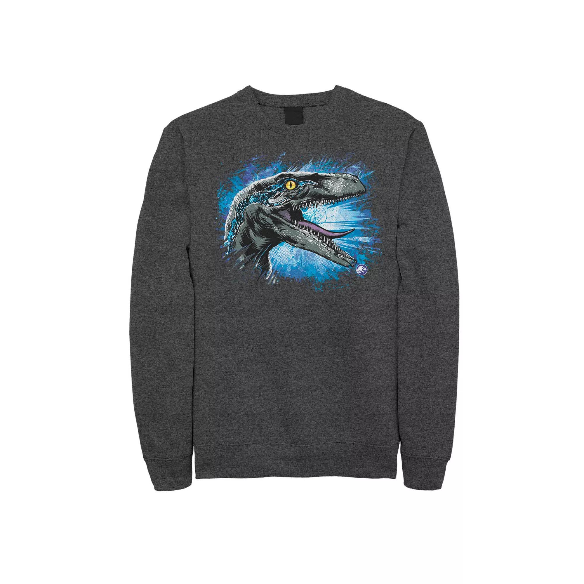 Men's Jurassic World Blue Raptor Splatter Sweatshirt,  Product Image