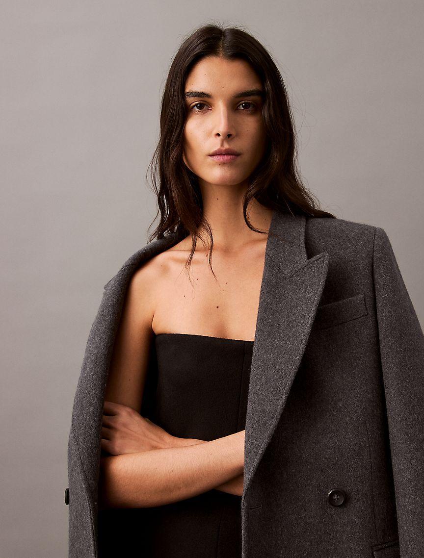 Brushed Wool Blend Strapless Dress Product Image