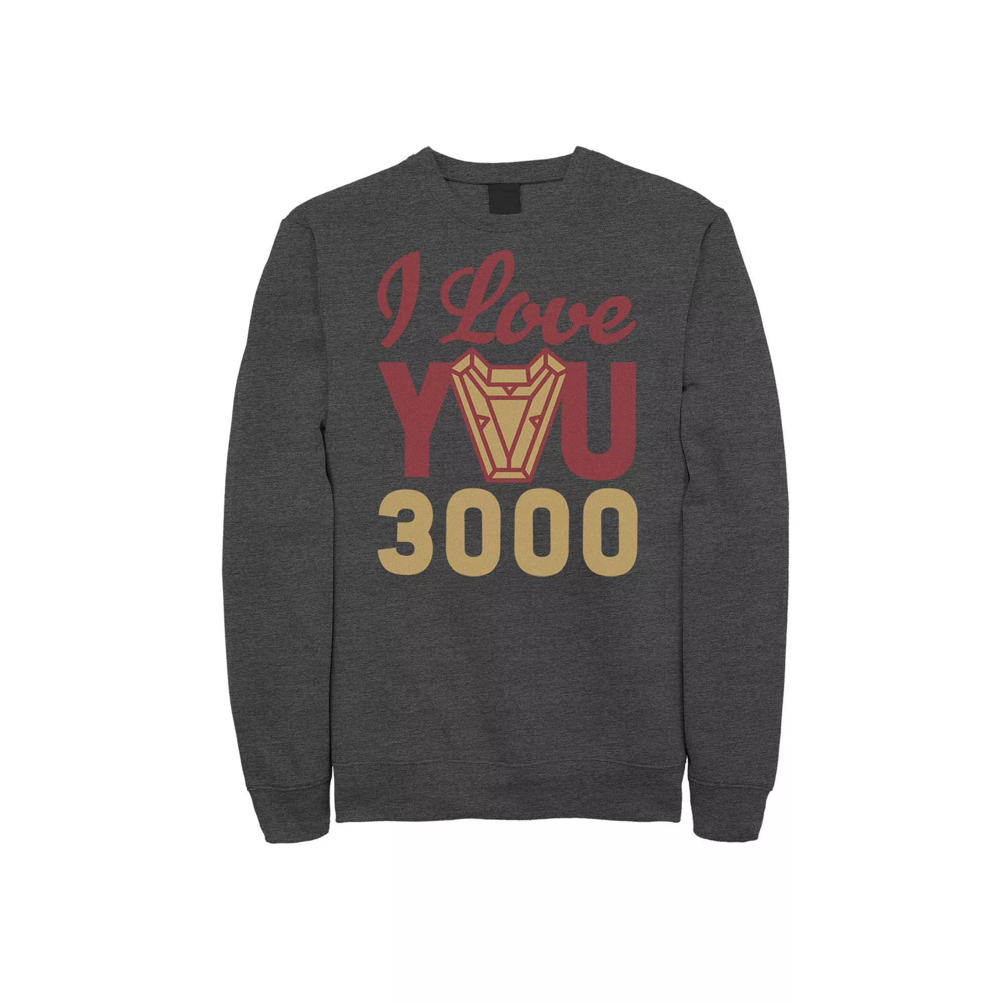 Men's Marvel Avengers: Endgame Iron Man I Love You 3000 Logo Sweatshirt, Size: Small, Grey Heather Product Image