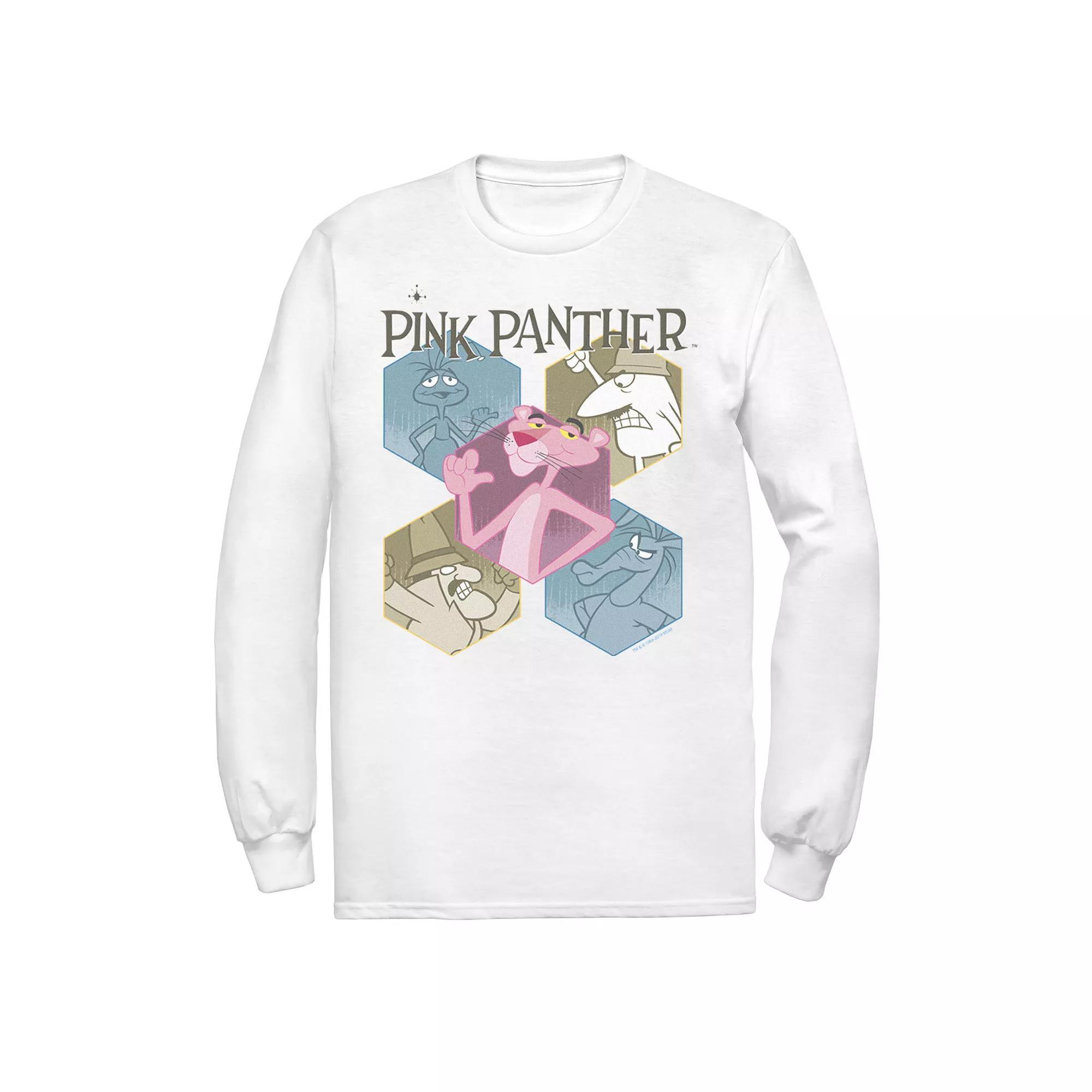 Men's Pink Panther Hexagonal Portraits Long Sleeve Graphic Tee,  Product Image