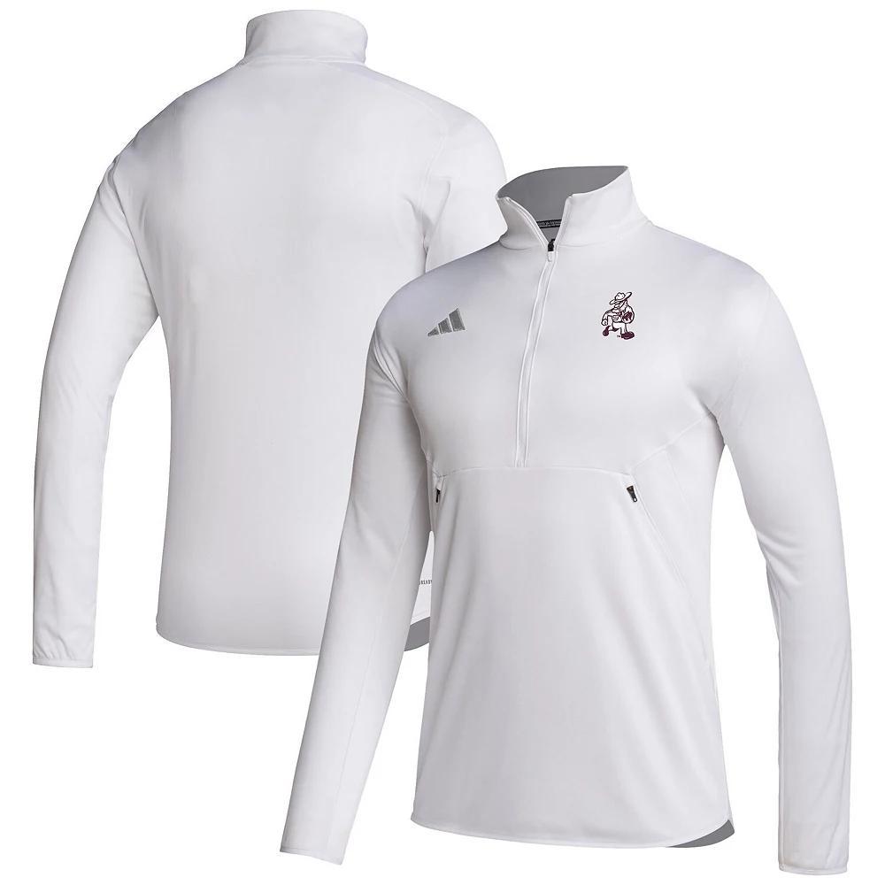 Men's adidas White Texas A&M Aggies Ol' Sarge Sideline Knit Quarter-Zip Pullover Top,  Product Image