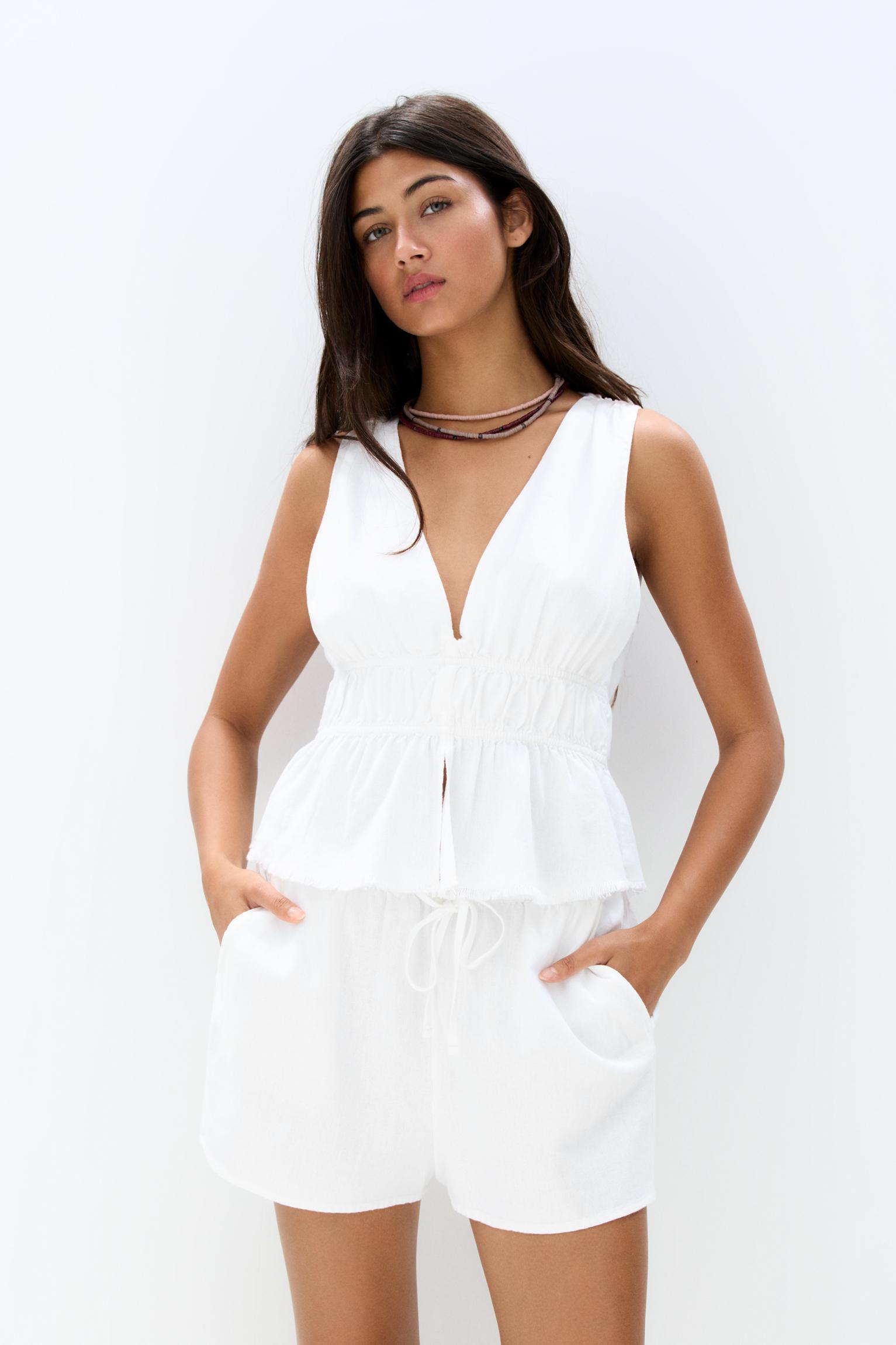 Rustic linen blend top Product Image