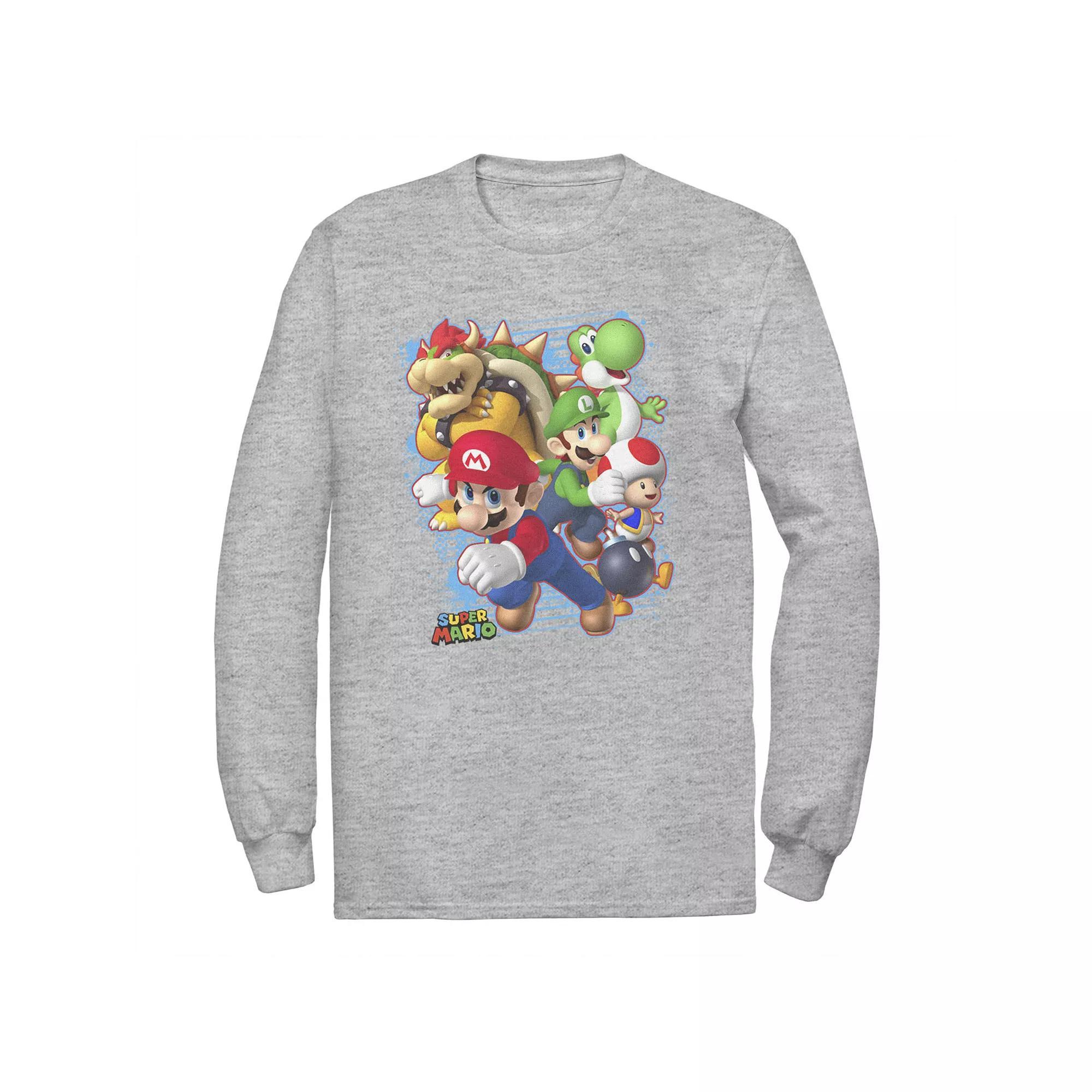 Big & Tall Nintendo Super Mario Bros Group Shot Long Sleeve, Men's,  Product Image