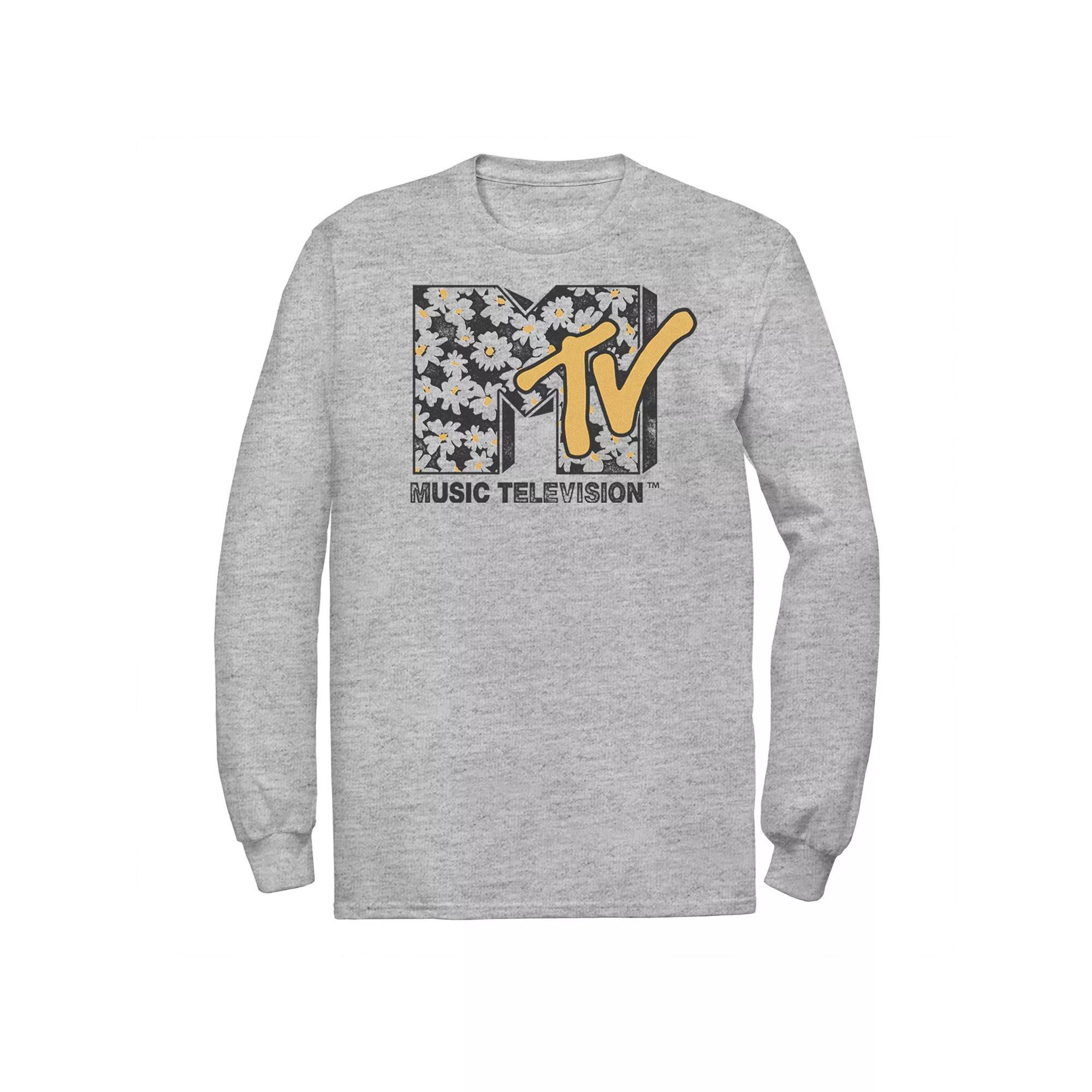 Men's MTV Daisy Distressed Logo Long Sleeve Graphic Tee, Size: XL, Athletic Grey Product Image