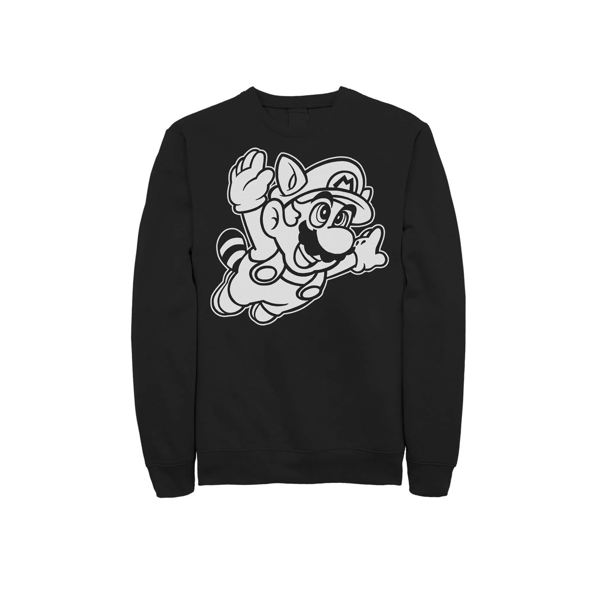 Men's Nintendo Super Mario 3 Raccoon Fly Line Art Sweatshirt,  Product Image