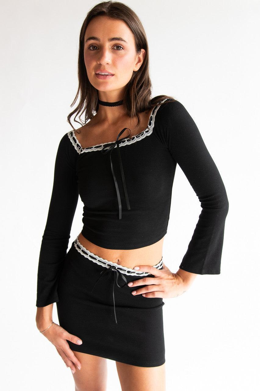 Ribbon Lace Off The Shoulder Top Product Image