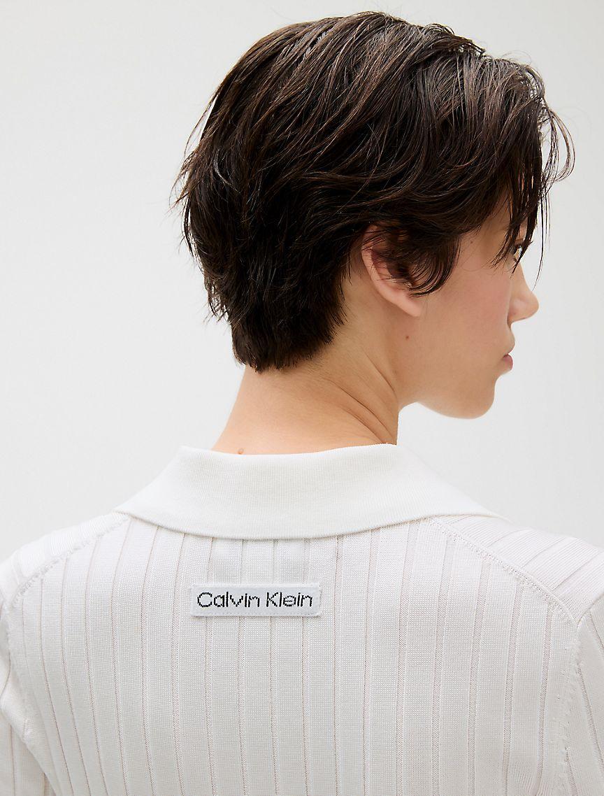 Ribbed Crop Polo Sweater Product Image