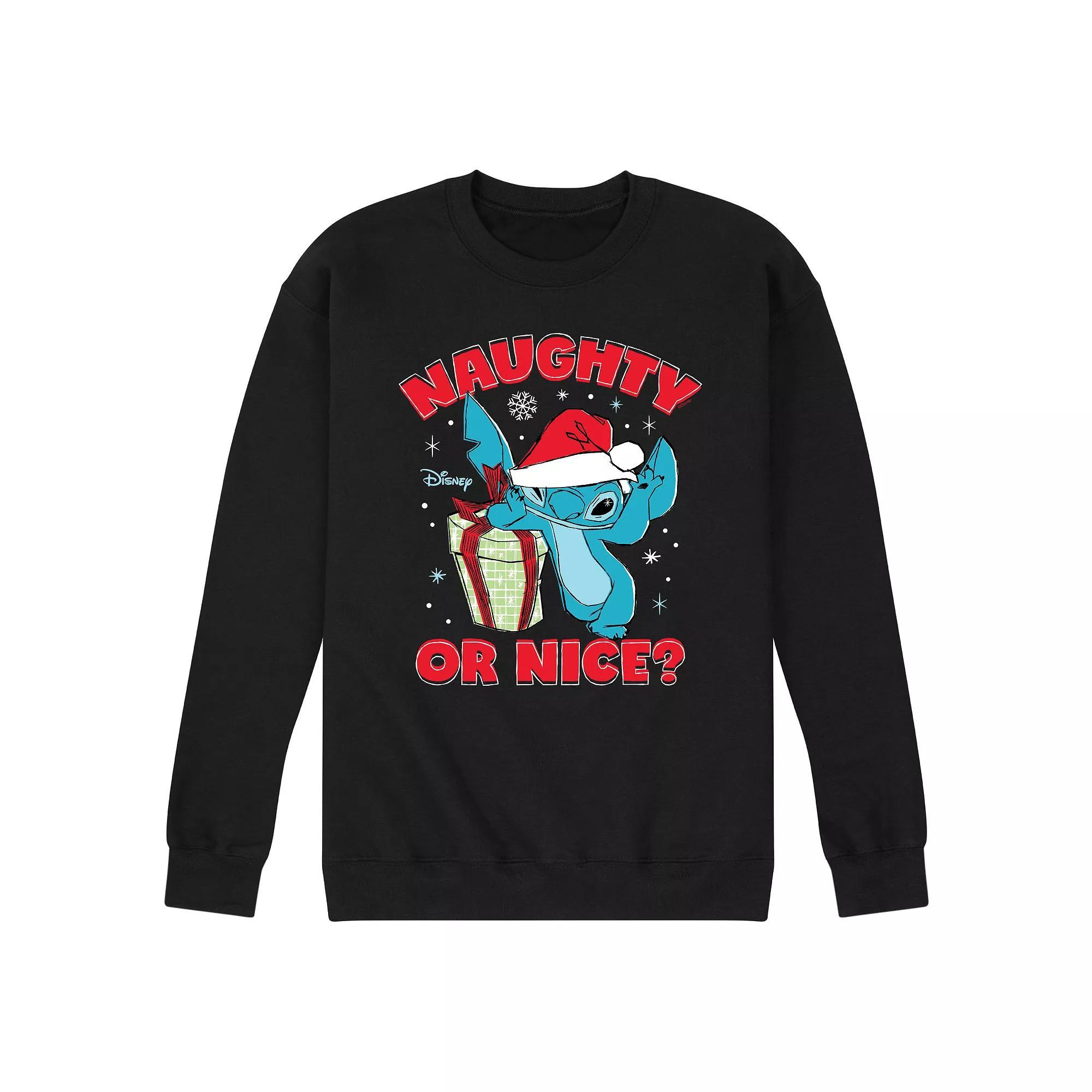 Disney's Lilo & Stitch Men's Naughty Or Nice Fleece Sweatshirt,  Product Image