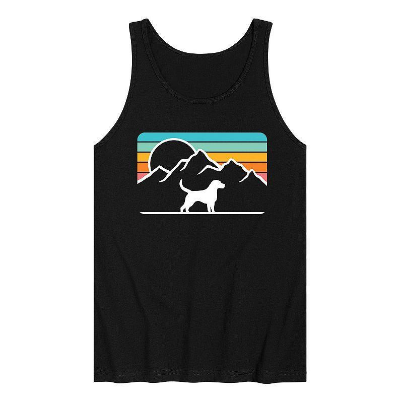 Men's Dog With Retro Mountain Tank Top, Size: Medium, Black Product Image