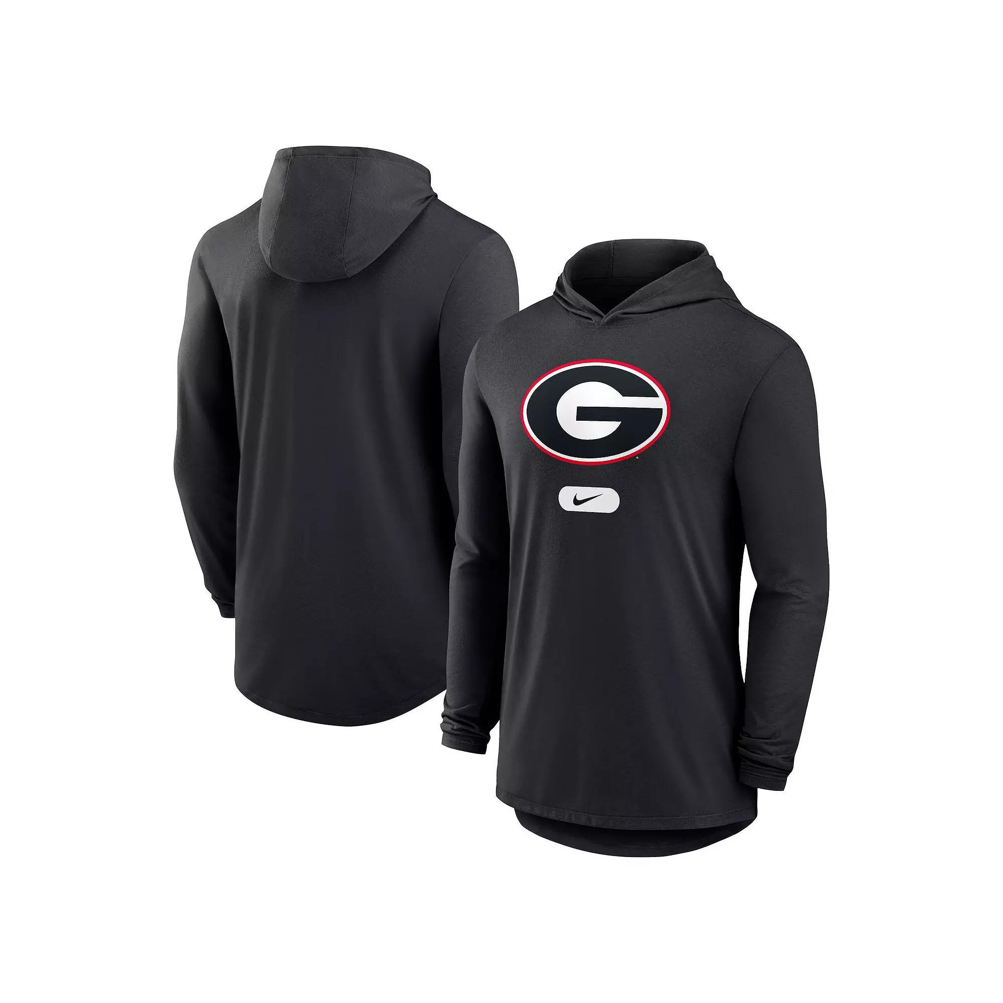 Men's Nike Black Georgia Bulldogs Lightweight Performance Long Sleeve Hoodie T-Shirt,  Product Image