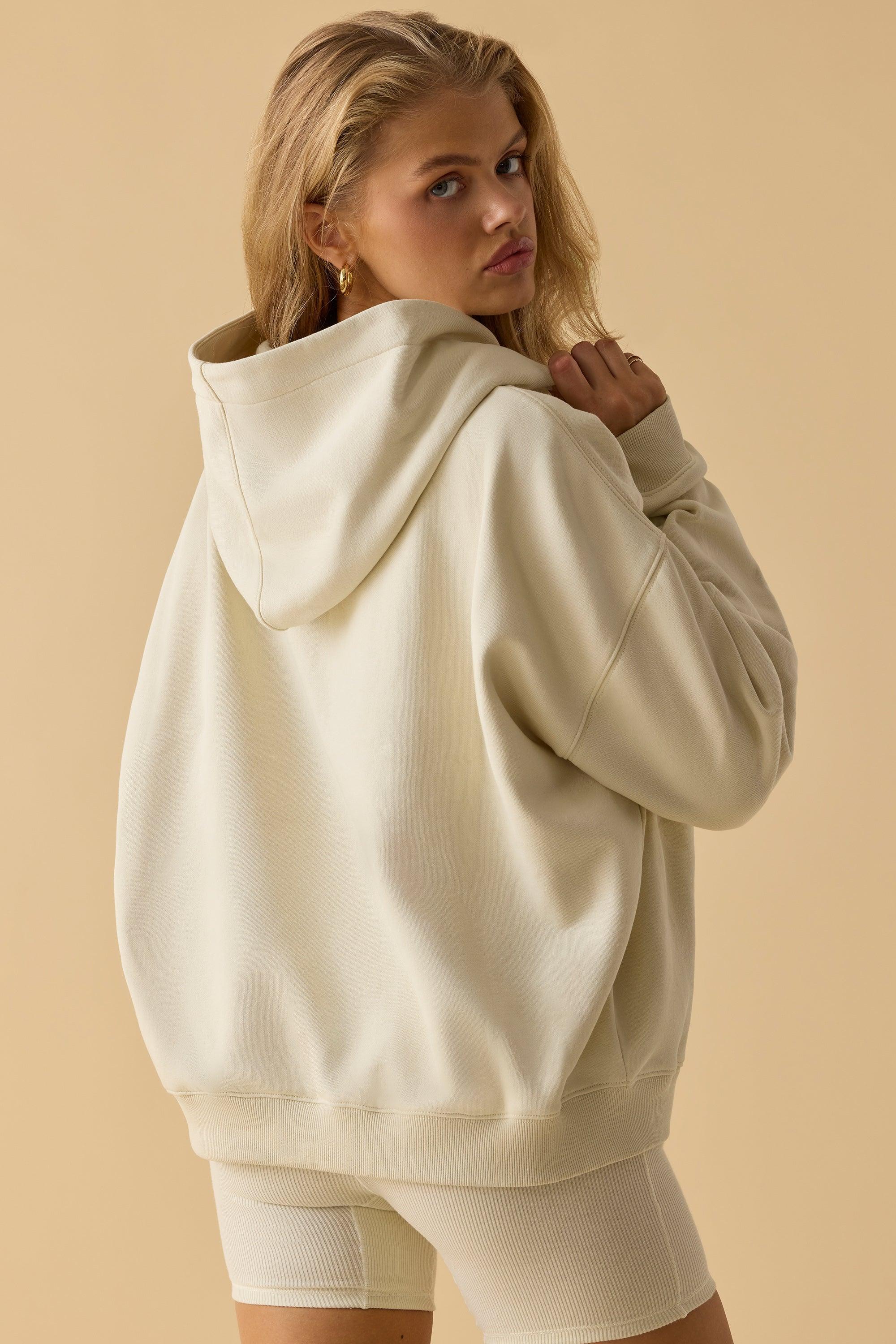 Oversized Hooded Sweatshirt in Bone Product Image