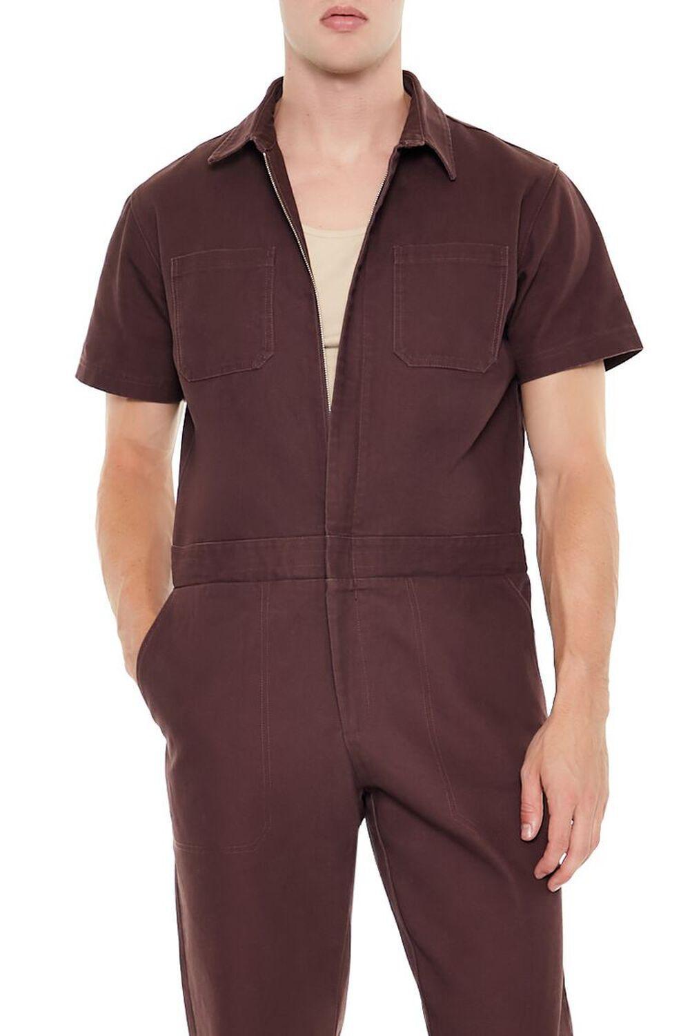 Cotton Zip-Up Coveralls | Forever 21 Product Image