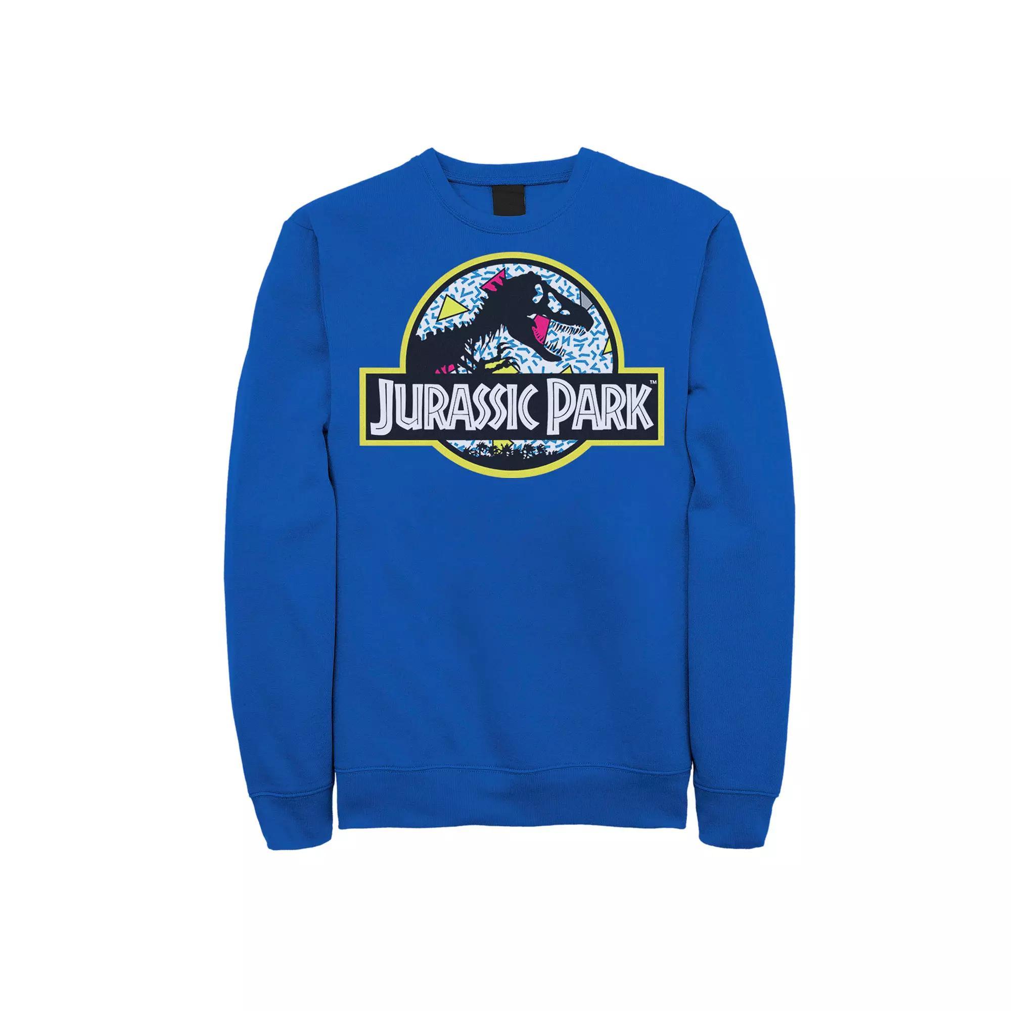 Men's Jurassic Park Blue Retro Classic Icon Sweatshirt, Size: Small, Royal Product Image