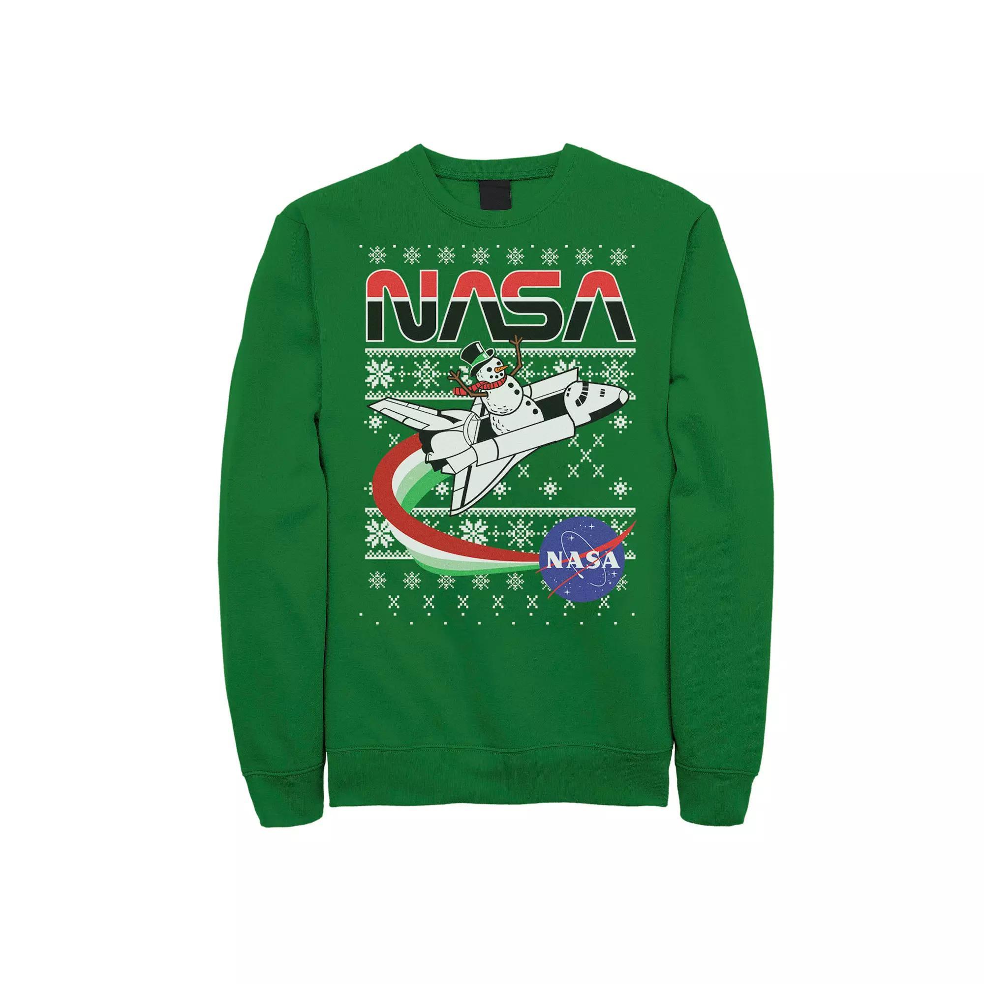 Men's NASA Santa Rocket Ugly Christmas Sweater Sweatshirt, Size: Small, Kelly Product Image