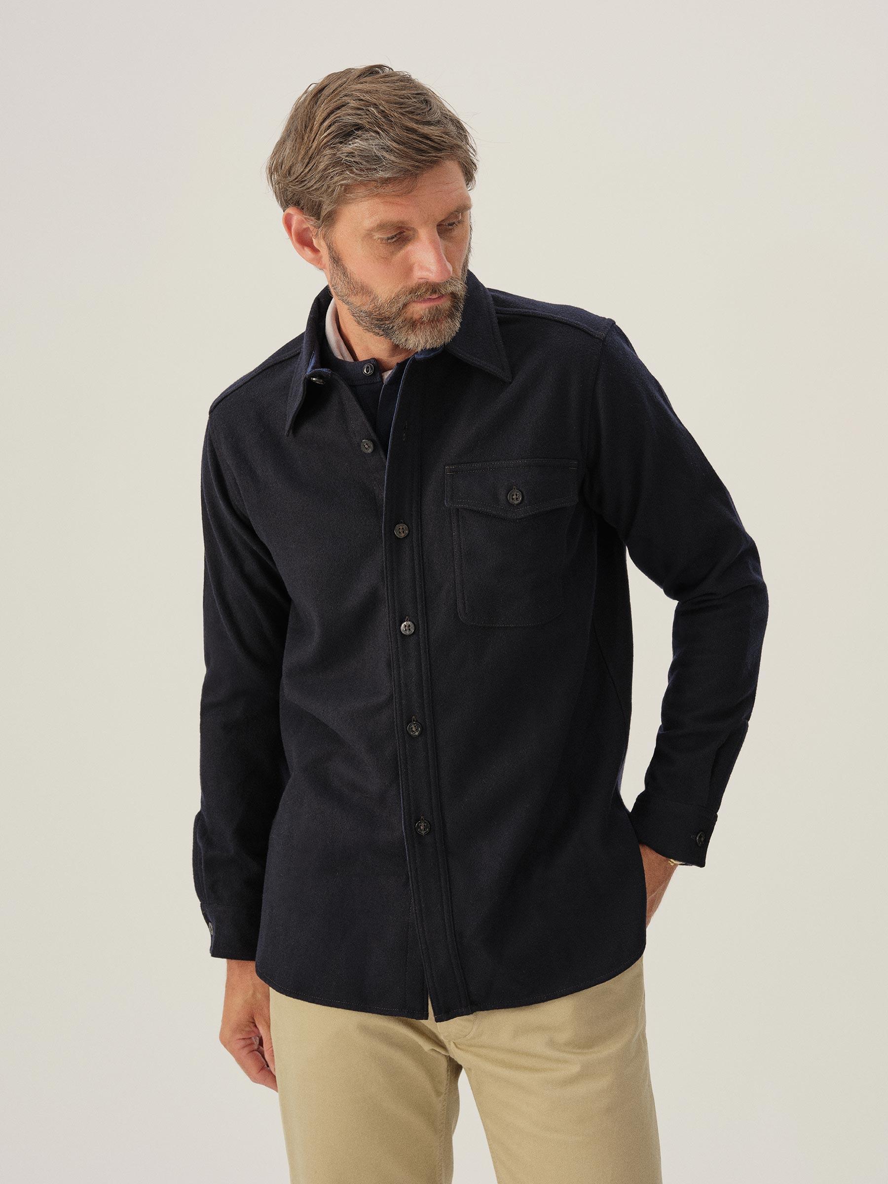 Dark Navy Felted Flannel Cpo Shirt Product Image
