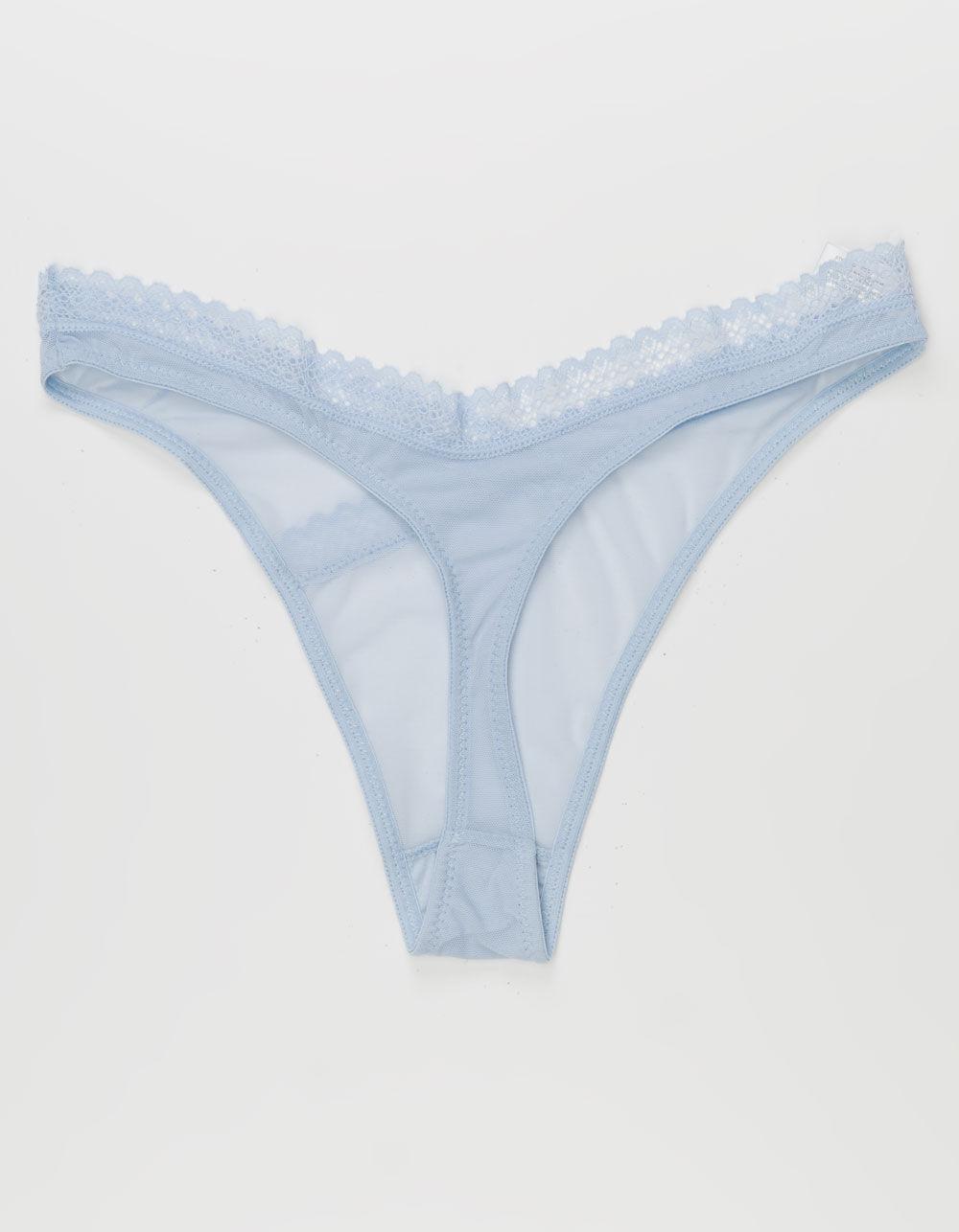 FULL TILT Crossover Waist Mesh Thong - BLUE Product Image