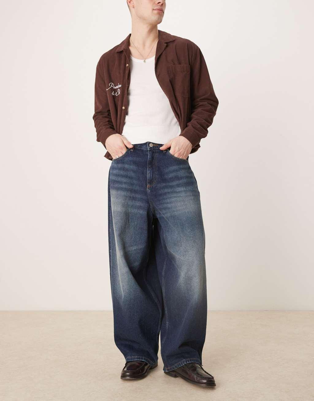 ASOS DESIGN oversized baggy fit jeans in wash black Product Image