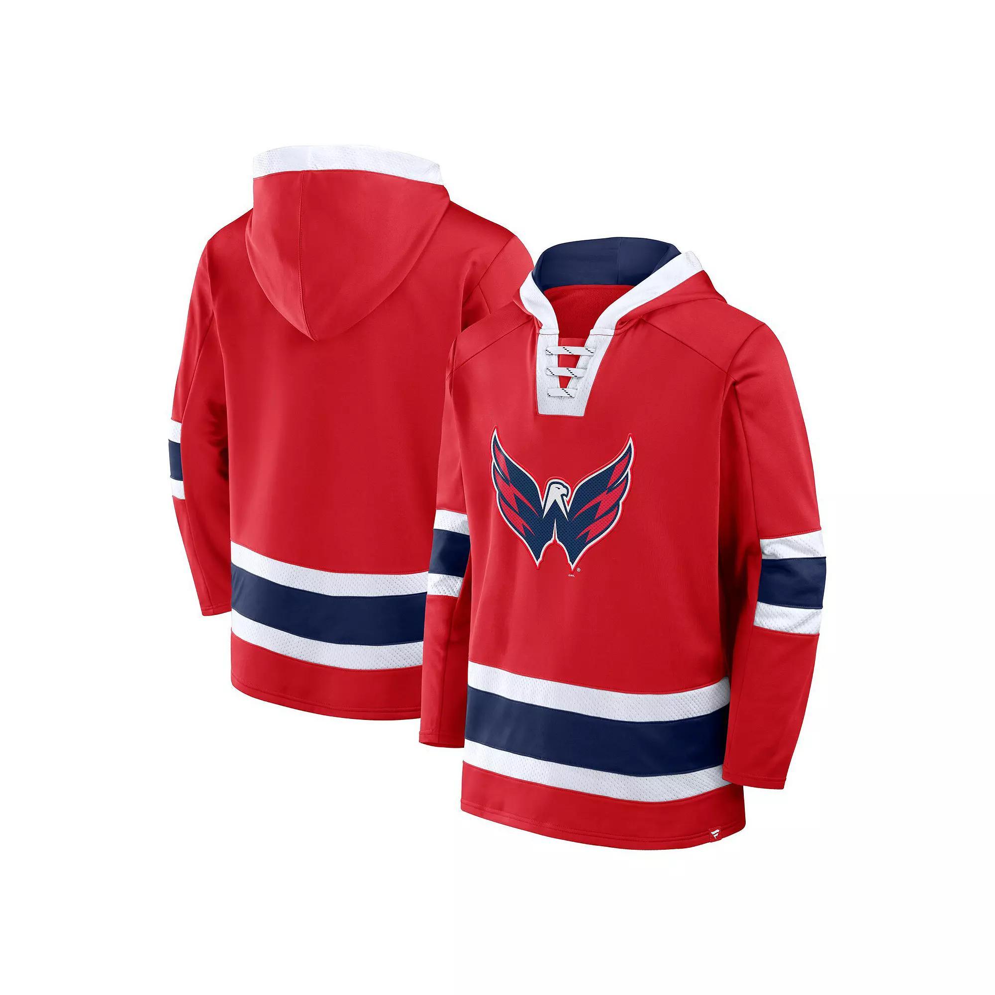 Men's Fanatics Red Washington Capitals Inside Line Fleece Pullover Hoodie,  Product Image