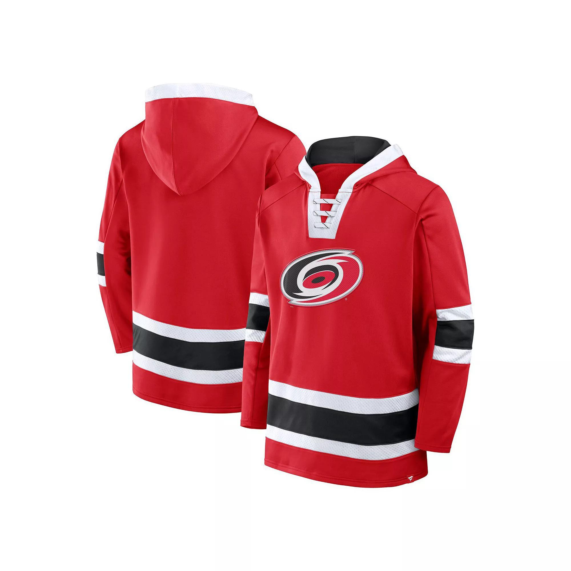Men's Fanatics Red Carolina Hurricanes Inside Line Fleece Pullover Hoodie,  Product Image