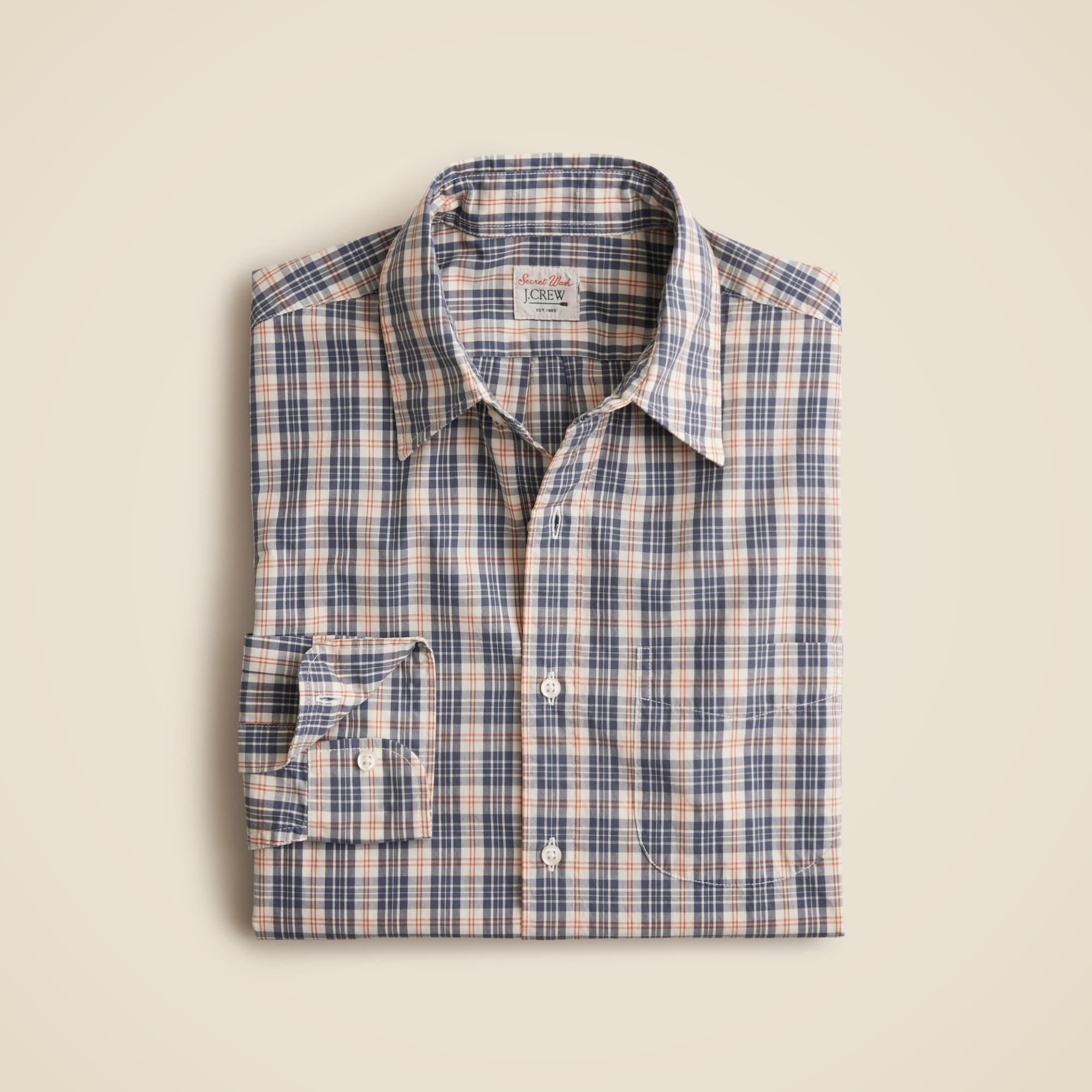 Secret Wash cotton poplin shirt with point collar Product Image