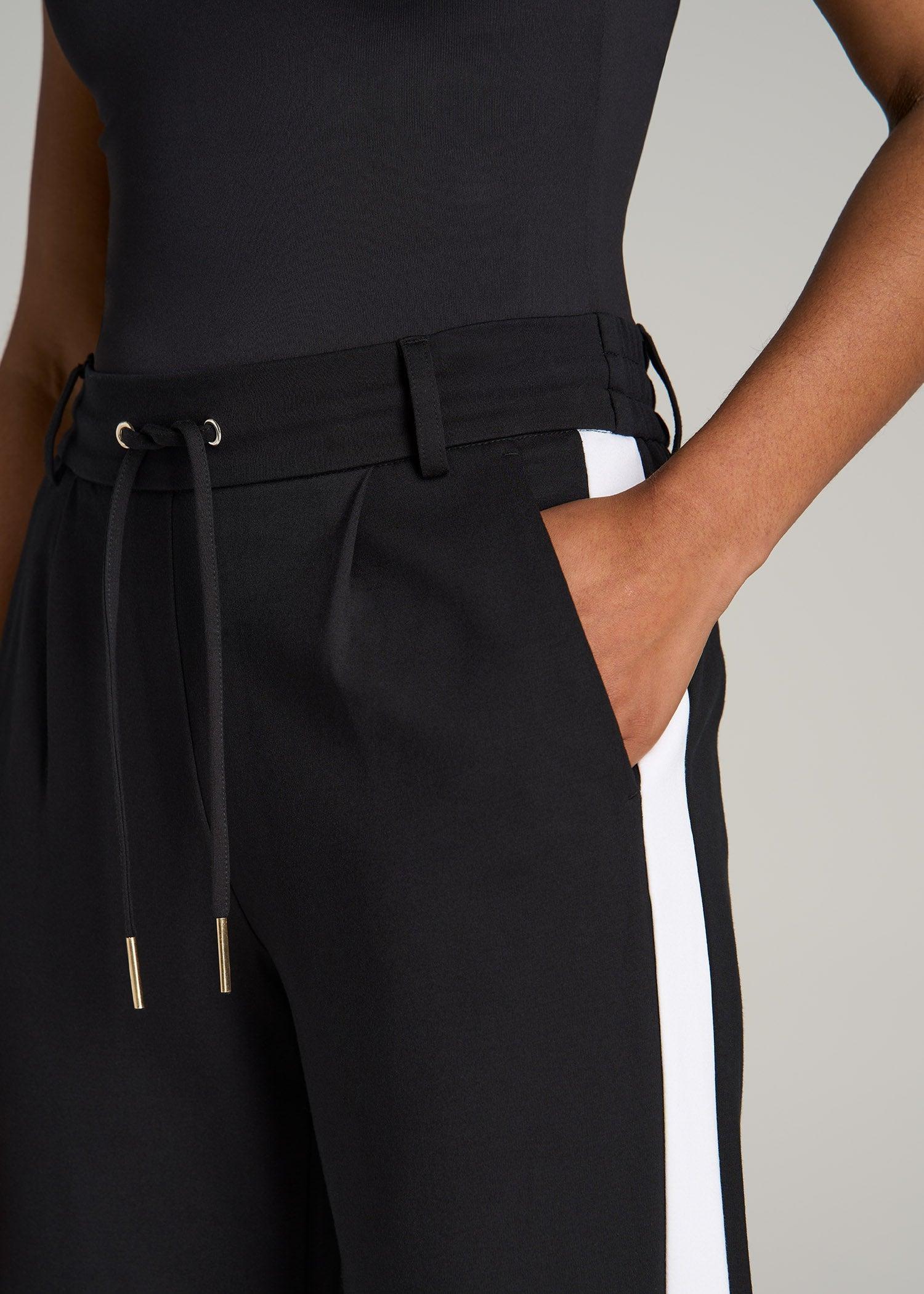 Pull On Tuxedo Stripe Pants for Tall Women in Pink Peony and White Alyssum Female Product Image