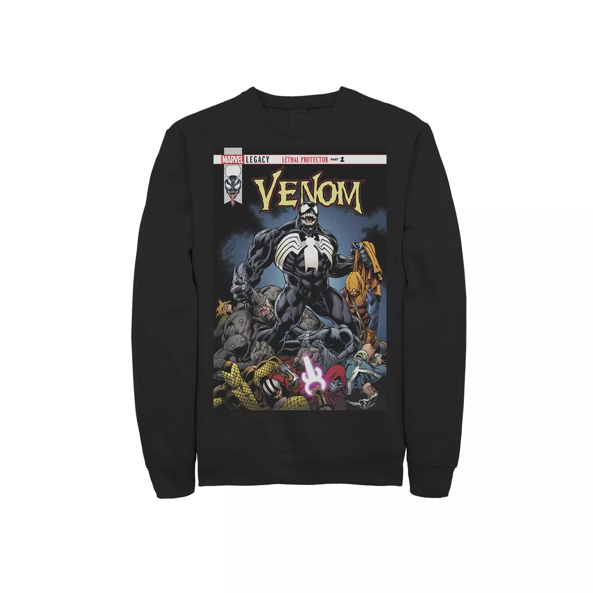 Men's Marvel Venom Lethal Pileup Comic Cover Sweatshirt, Size: Large, Black Product Image