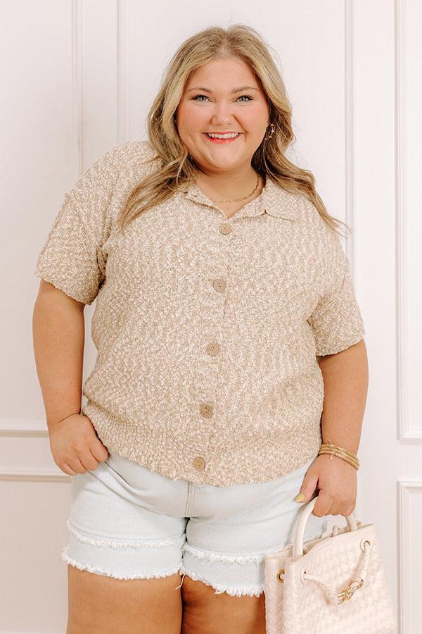 Latte Sippin Knit Button Up Curves Product Image