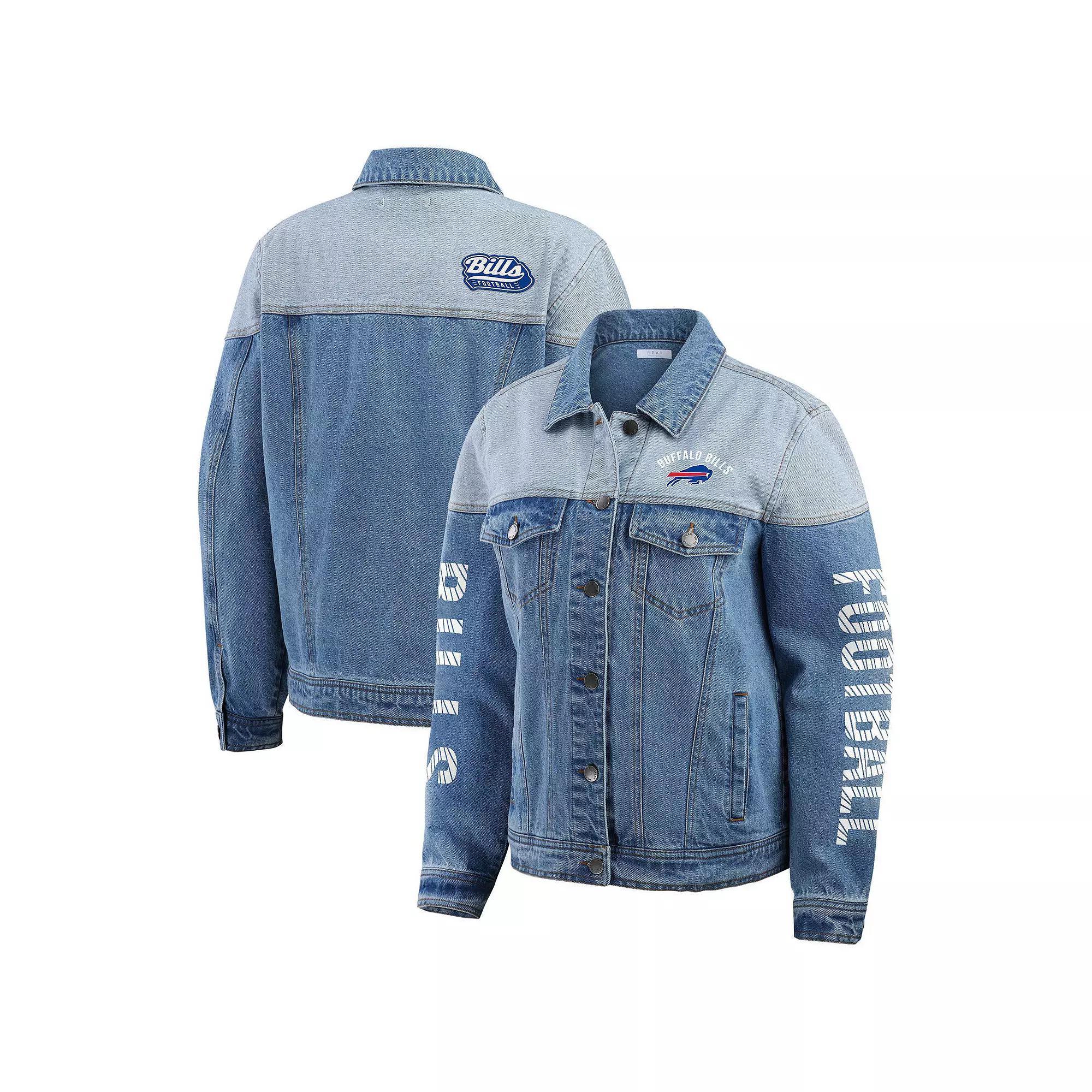 Women's WEAR by Erin Andrews  New York Giants Full-Button Denim Jacket, Size: 2XL, Turquoise A Product Image