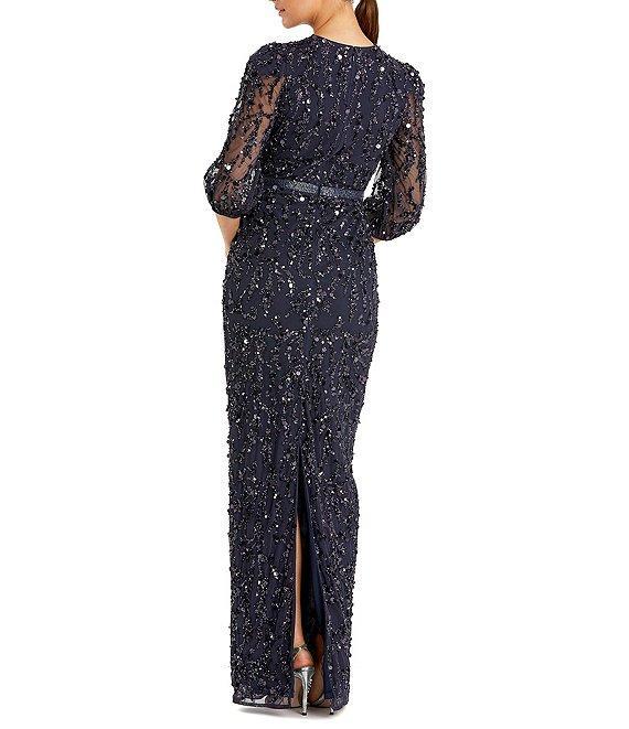 Mac Duggal Sequin Illusion Puff Elbow Sleeve Gown Product Image