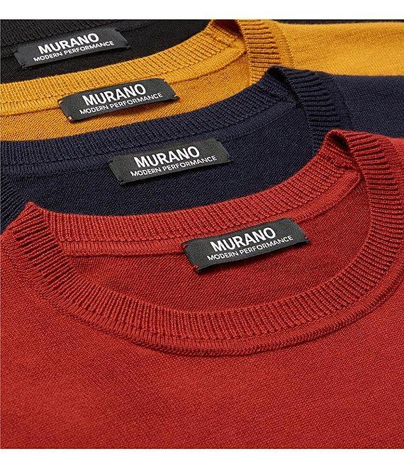 Murano Solid Performance Textured Long Sleeve Crew Neck Sweater Product Image