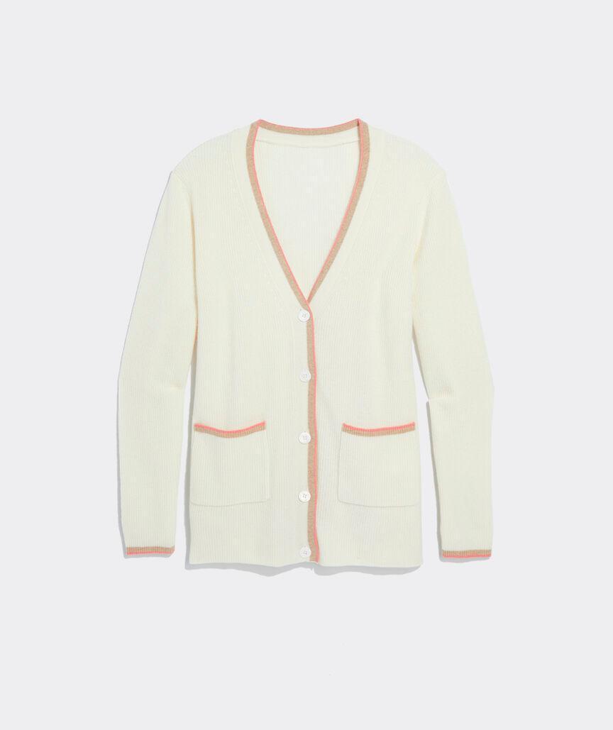 Cashmere Varsity V-Neck Cardigan Product Image