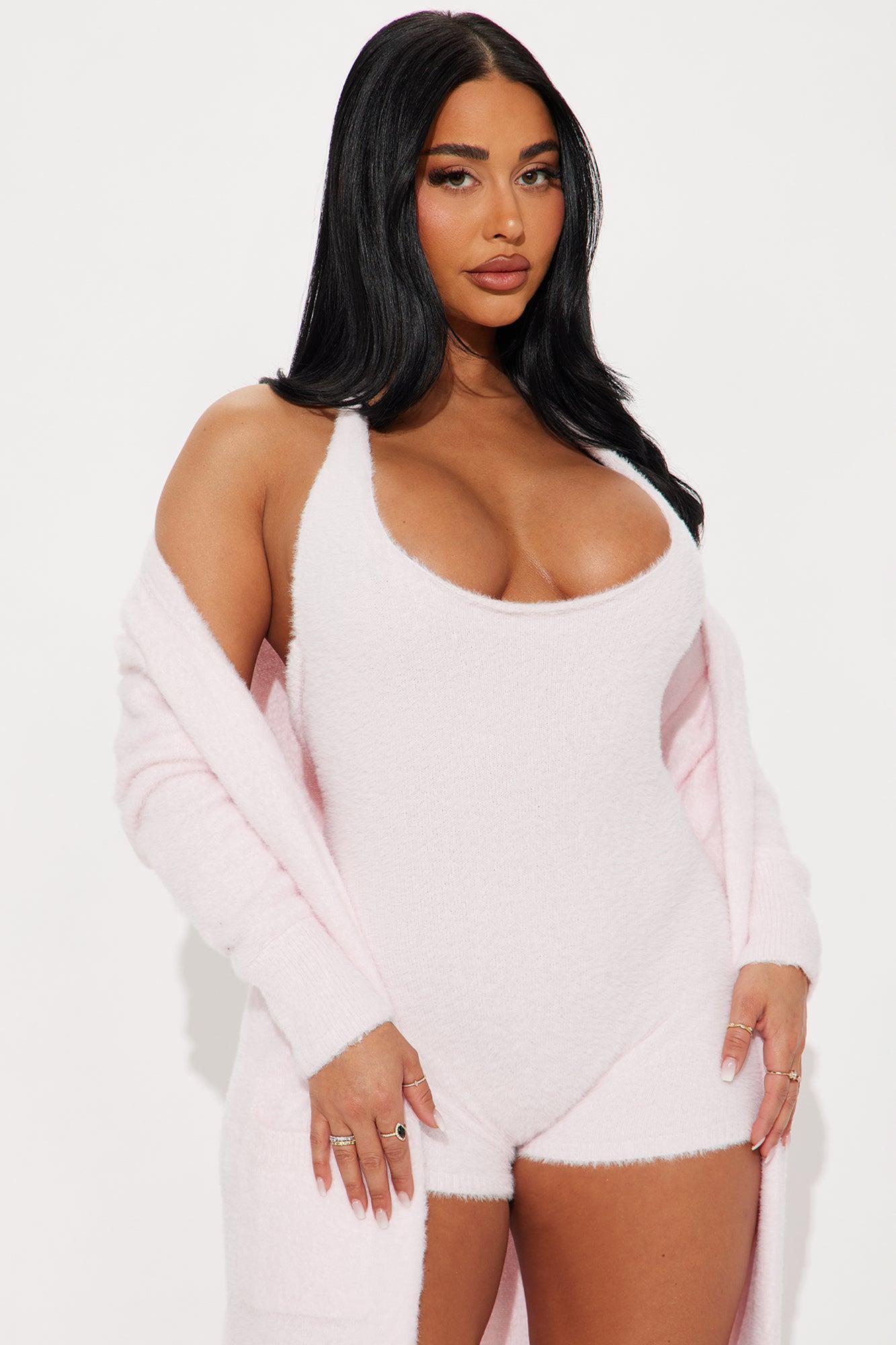 Next To You Fuzzy Romper Set - Pink Product Image