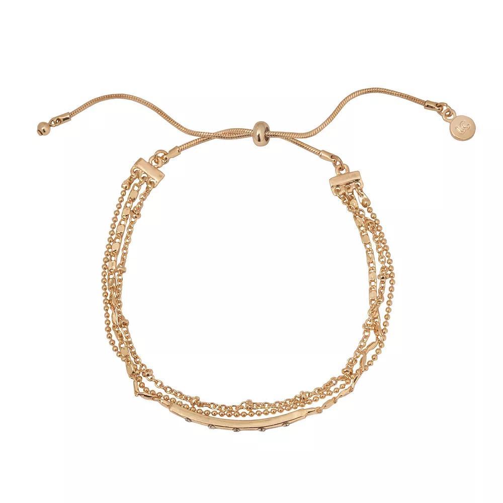 LC Lauren Conrad 3 Row Pull-Tie Bracelet, Women's, Clear Product Image