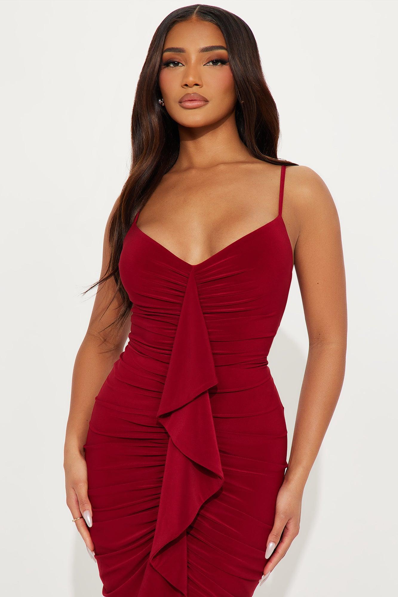 Gloria Midi Dress - Wine Product Image