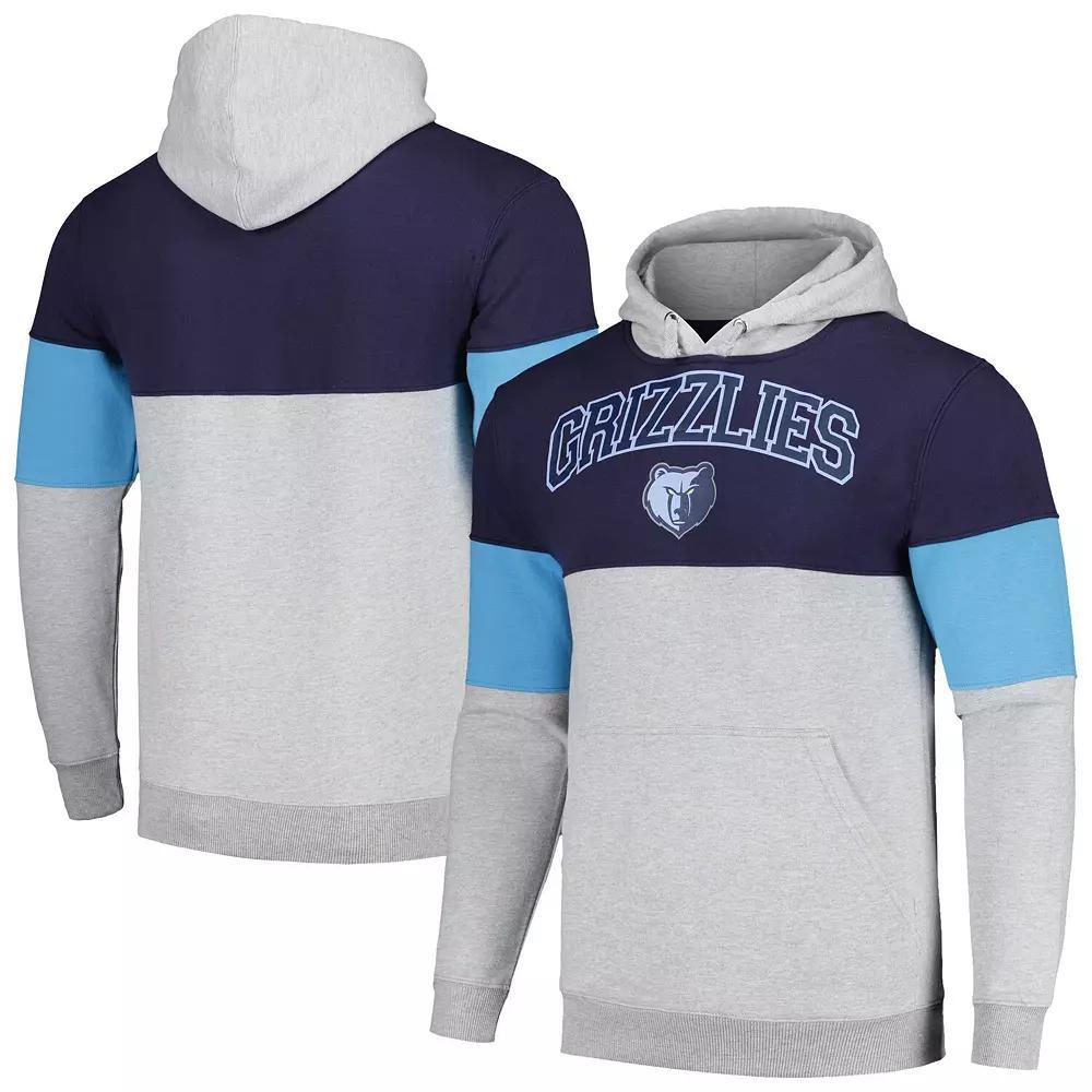 Men's Fanatics Branded Navy Memphis Grizzlies Contrast Pieced Pullover Hoodie, Size: Medium, Grz Blue Product Image