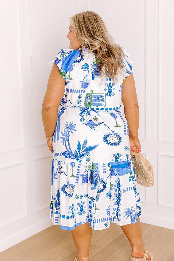 Mediterranean Brunch Button Down Midi Dress Curves Product Image