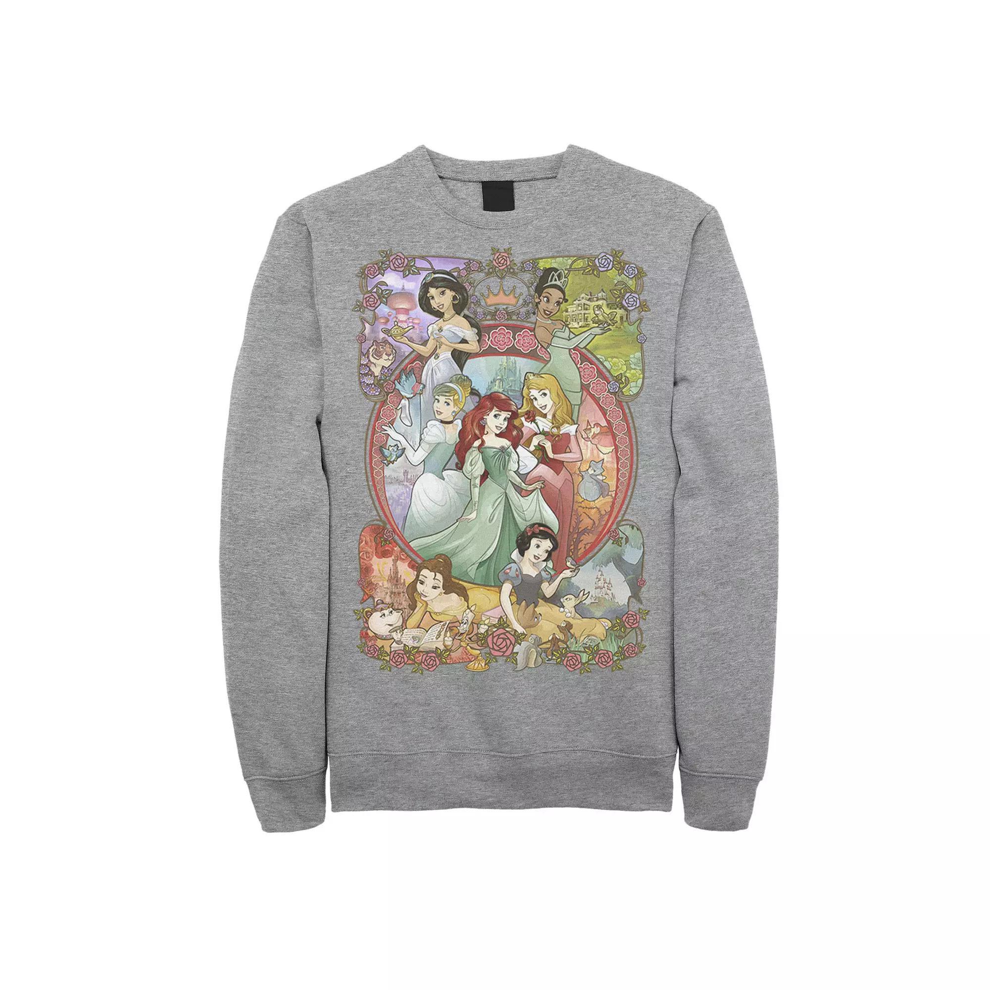 Men's Disney Princess Classic Cartoon Group Collage Sweatshirt,  Product Image