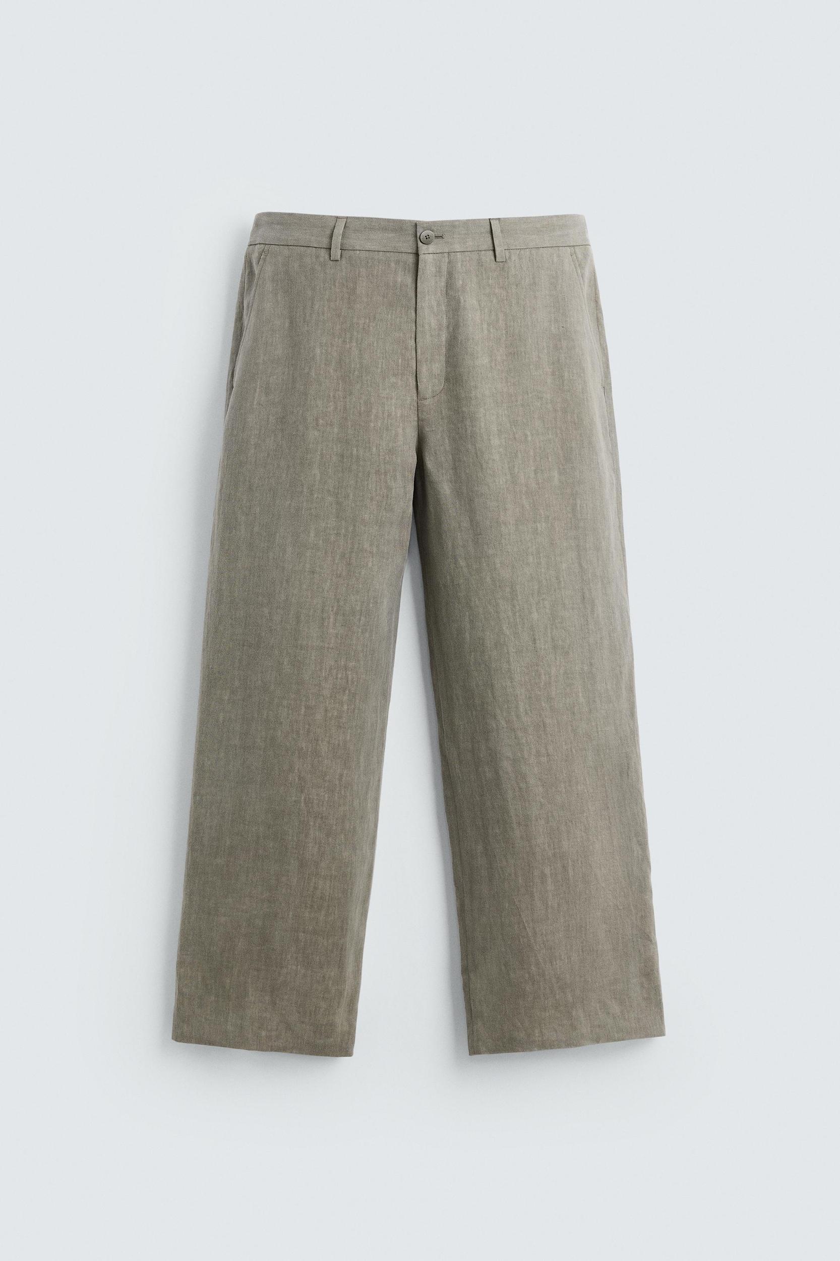 100% WASHED LINEN SUIT PANTS Product Image